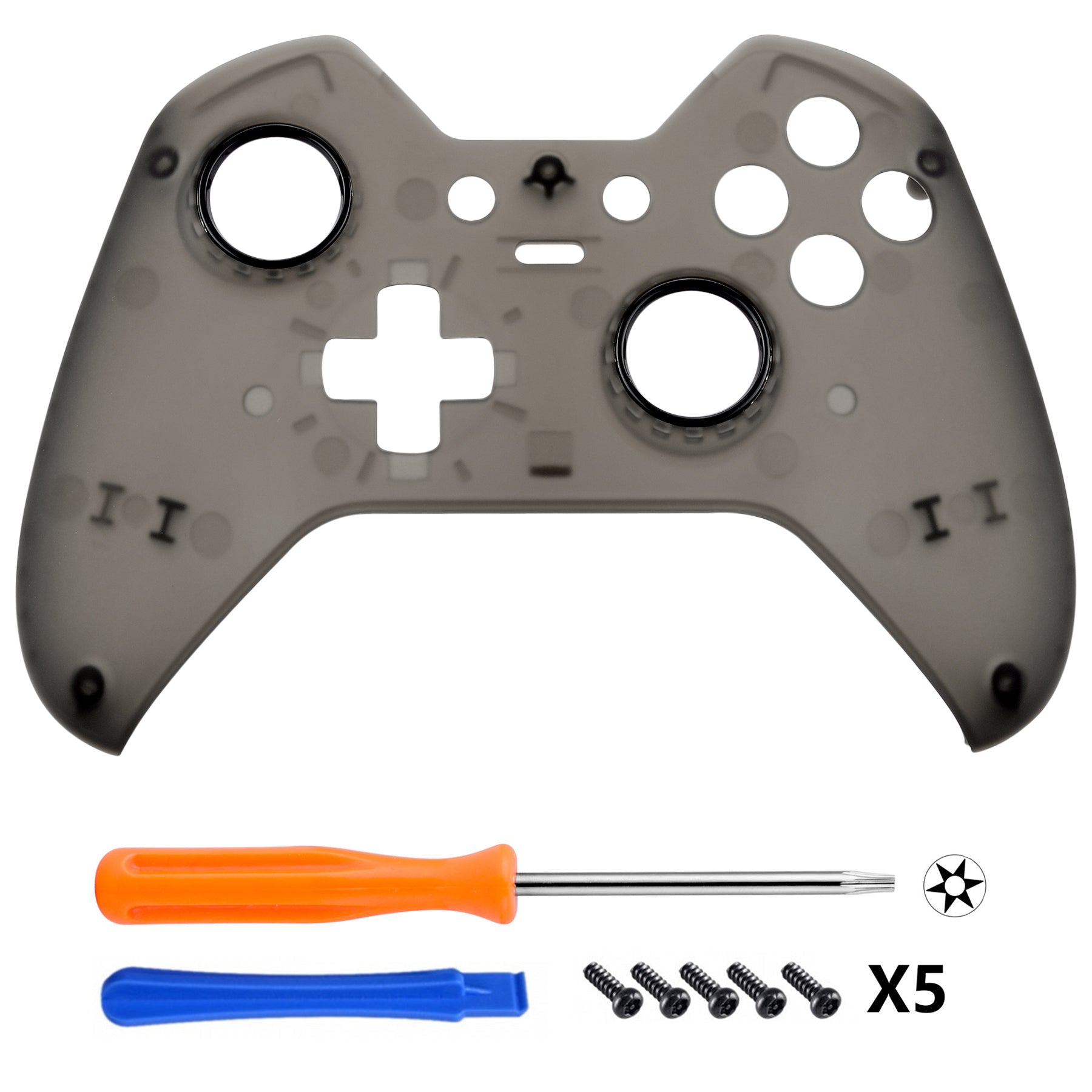 eXtremeRate Replacement Front Housing Shell for Xbox One Elite Controller (Model 1698) - Clear Black eXtremeRate
