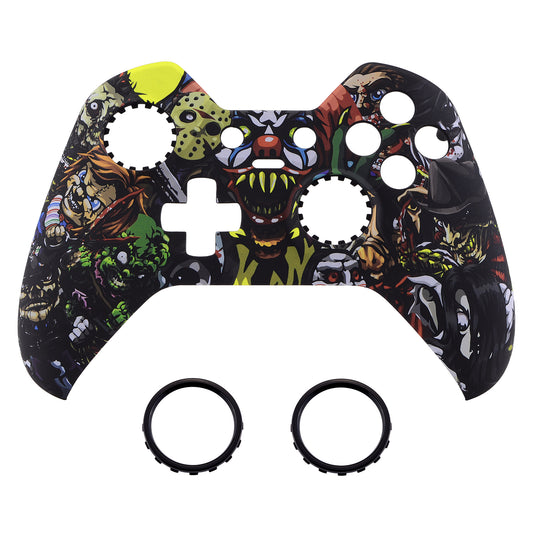 Scary Party Patterned Faceplate Cover, Soft Touch Front Housing Shell Case, Comfortable Soft Grip Replacement Kit for Xbox One Elite Controller Model 1698 - XOET006M eXtremeRate