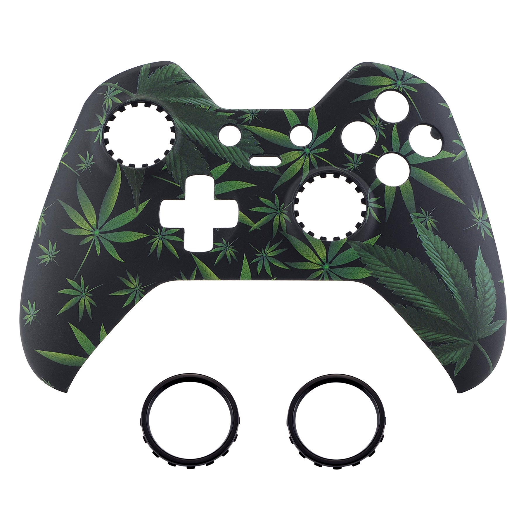Green Weeds Leaves Faceplate Cover Soft Touch Front Shell Comfortable Soft Grip Replacement Kit for Xbox One Elite Controller Model 1698 with Thumbstick Accent Rings - XOET008 eXtremeRate