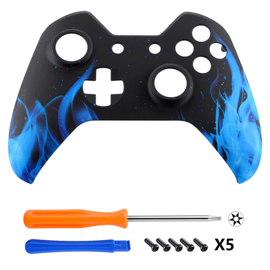 eXtremeRate Replacement Front Housing Shell for Xbox One Controller - Blue Fire Flame eXtremeRate
