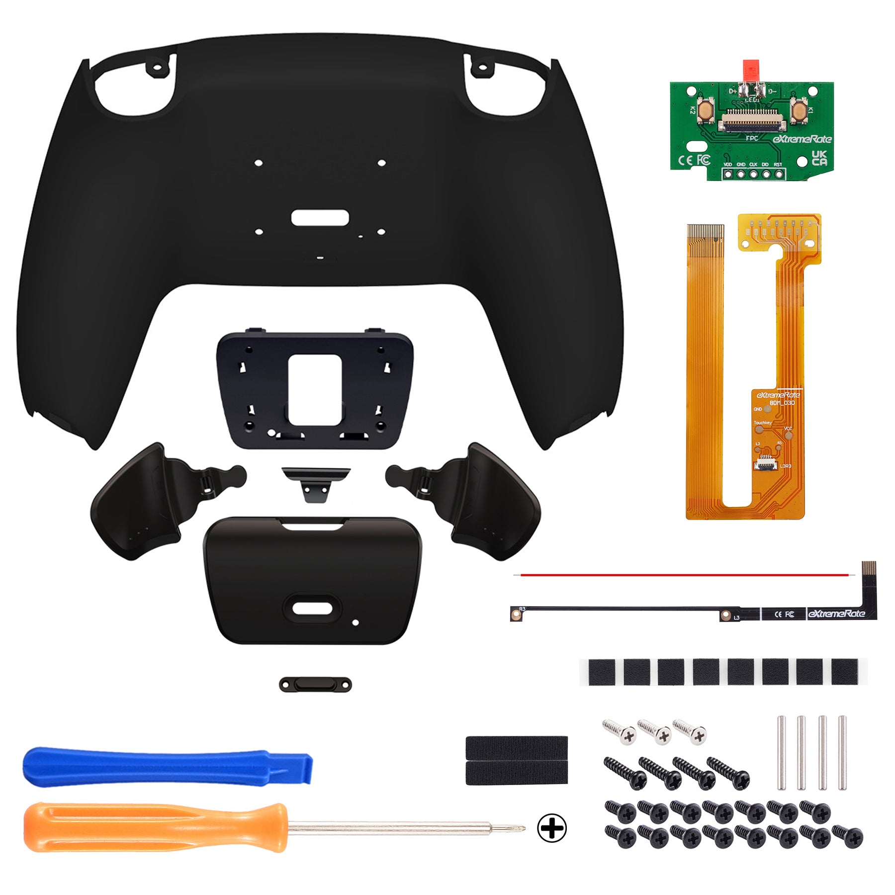 eXtremeRate Black Back Paddles Remappable Rise Remap Kit for PS5 