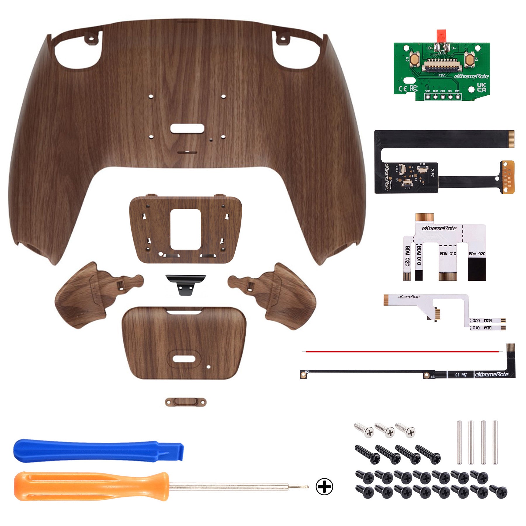 eXtremeRate Remappable Rise Remap Kit for PS5 Controller BDM-010 & BDM-020 - Wood Grain eXtremeRate