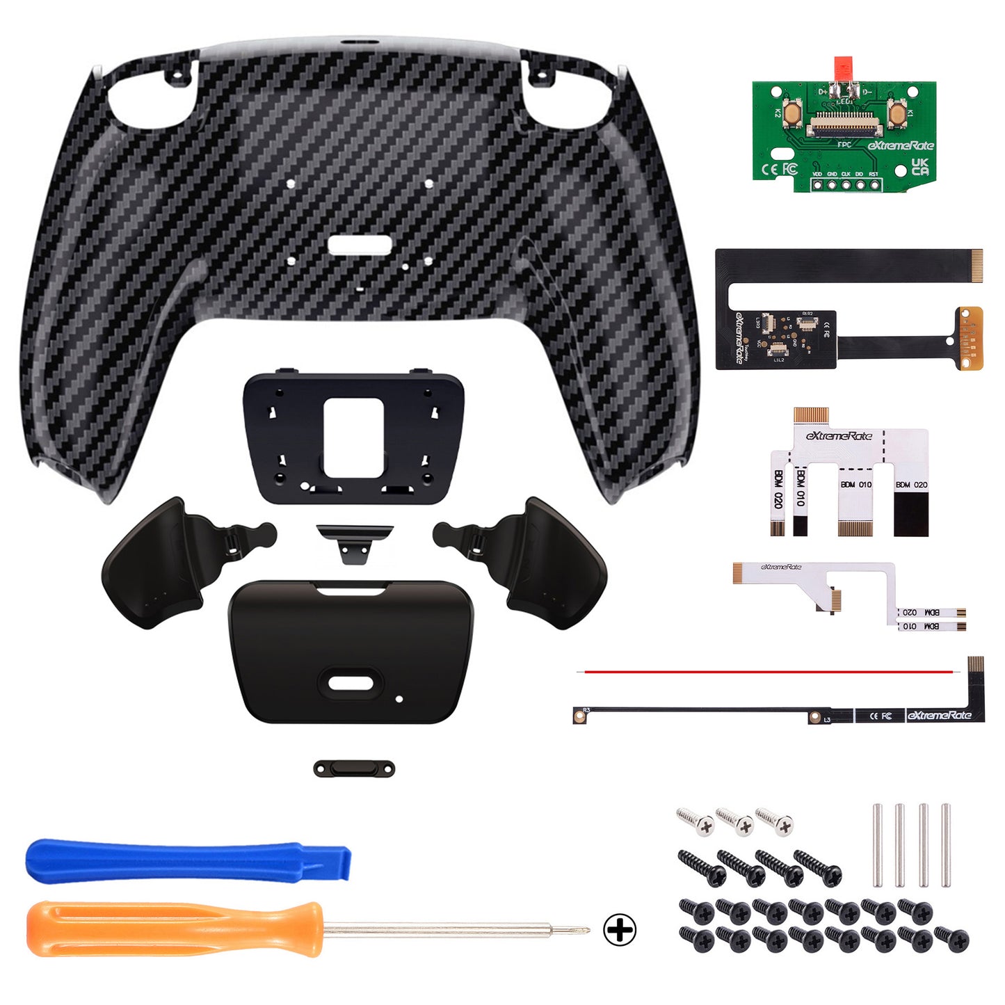 eXtremeRate Remappable Rise Remap Kit for PS5 Controller BDM-010 & BDM-020 - Graphite Carbon Fiber eXtremeRate
