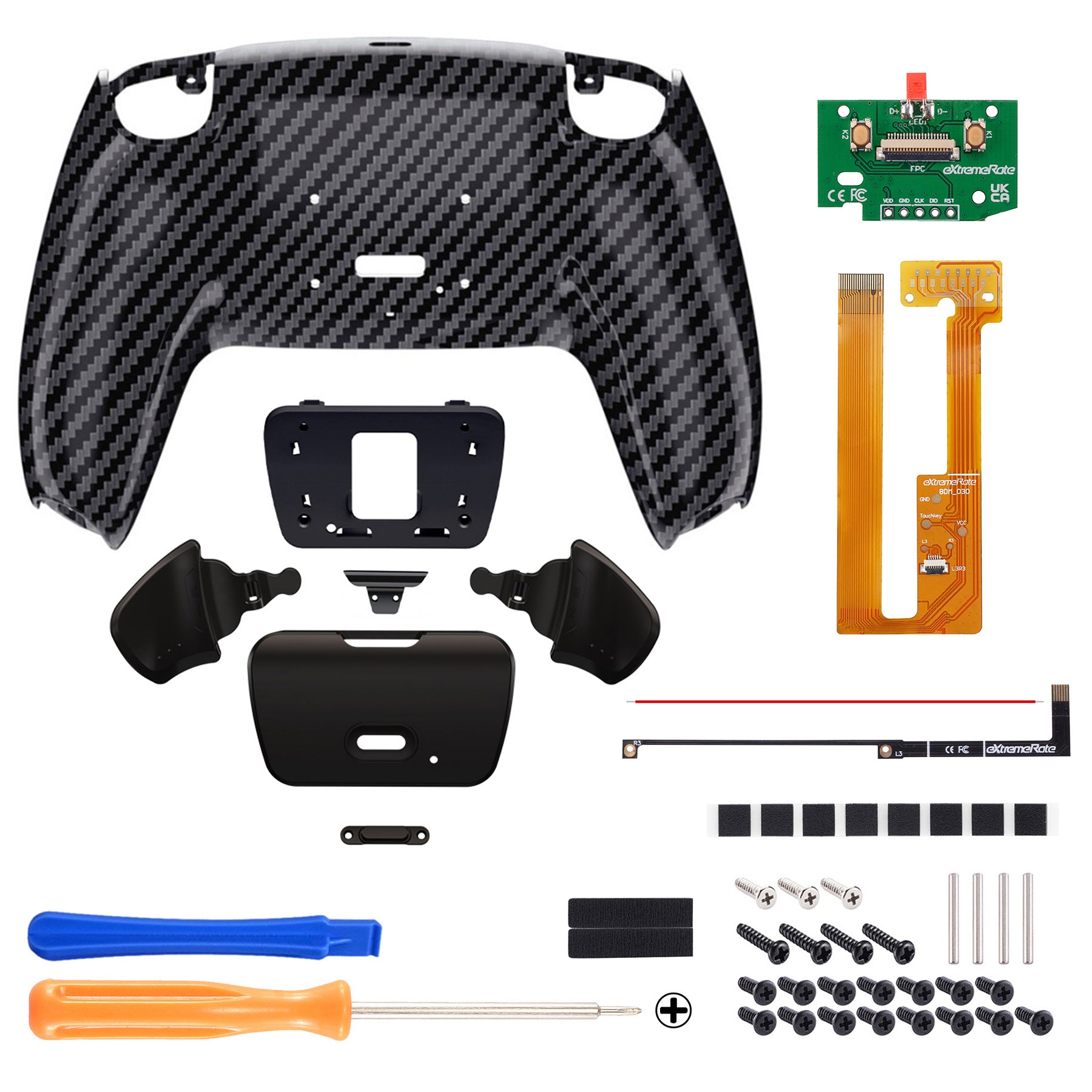eXtremeRate Remappable RISE Remap Kit for PS5 Controller BDM-030/040 - Graphite Carbon Fiber eXtremeRate