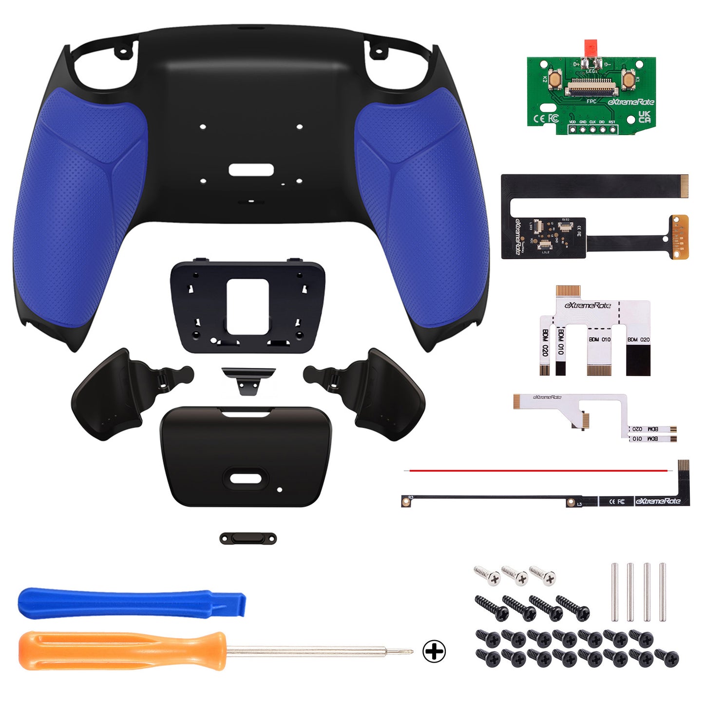 eXtremeRate Remappable Rise Remap Kit for PS5 Controller BDM-010 & BDM-020 - Rubberized Blue eXtremeRate