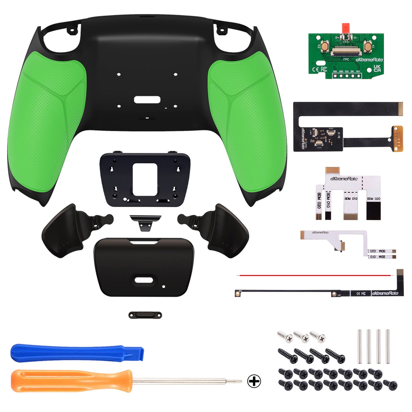 eXtremeRate Remappable Rise Remap Kit for PS5 Controller BDM-010 & BDM-020 - Rubberized Green eXtremeRate