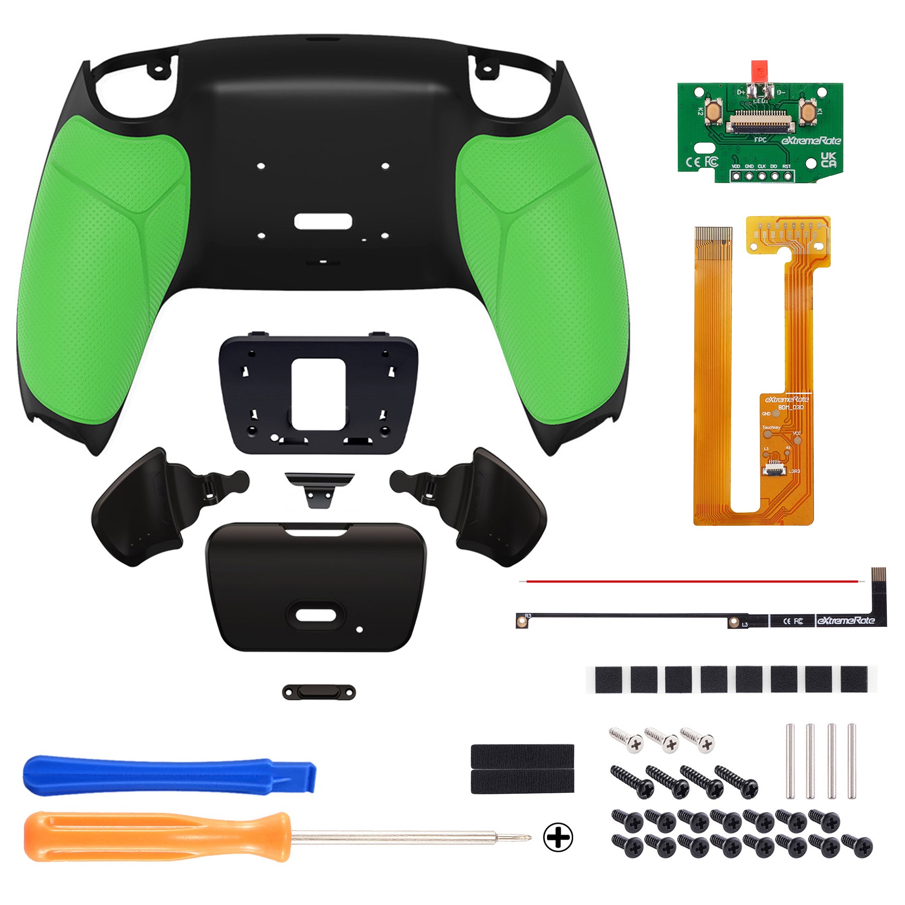 eXtremeRate Remappable RISE Remap Kit for PS5 Controller BDM-030/040 - Rubberized Green eXtremeRate