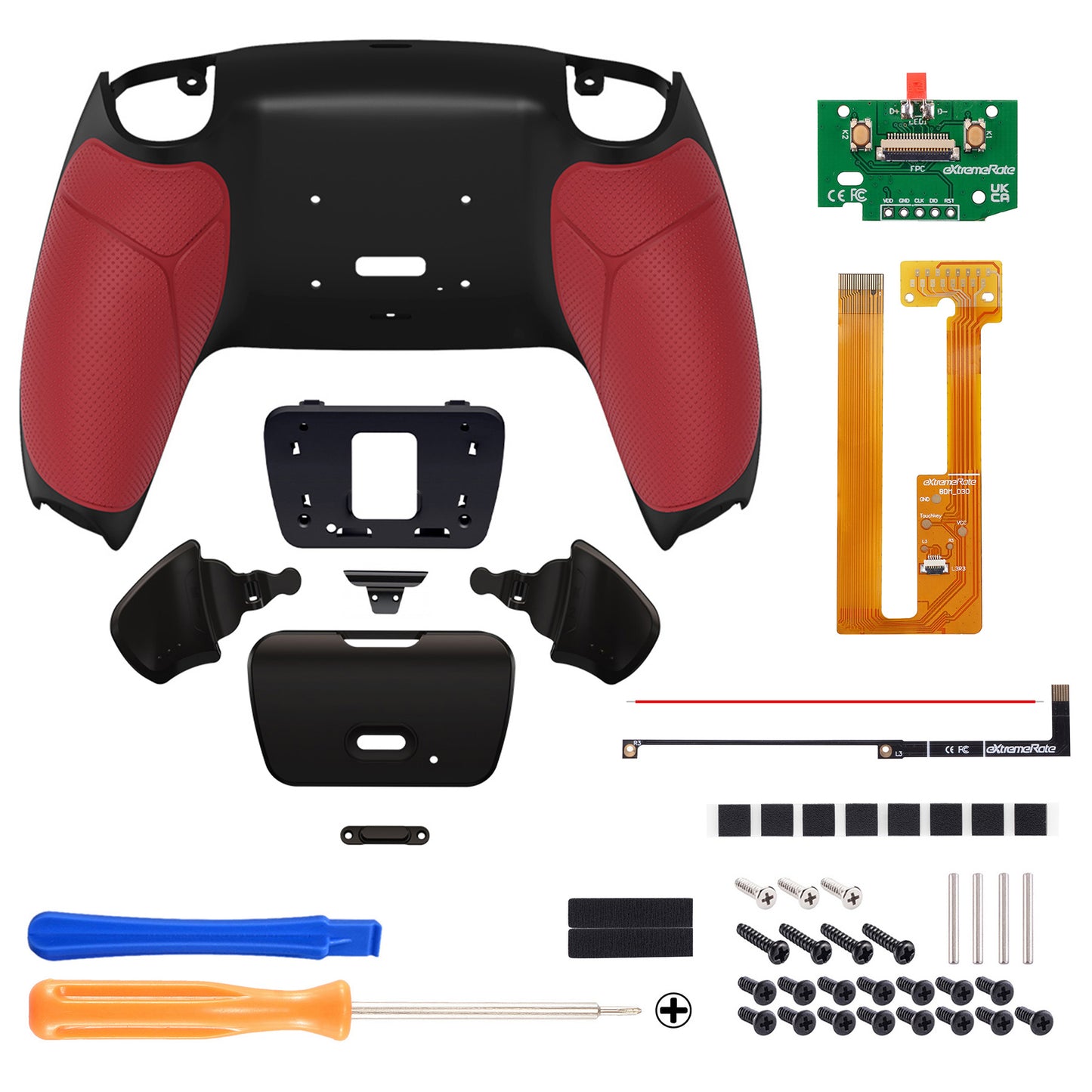 eXtremeRate Remappable RISE Remap Kit for PS5 Controller BDM-030/040 - Rubberized Red eXtremeRate