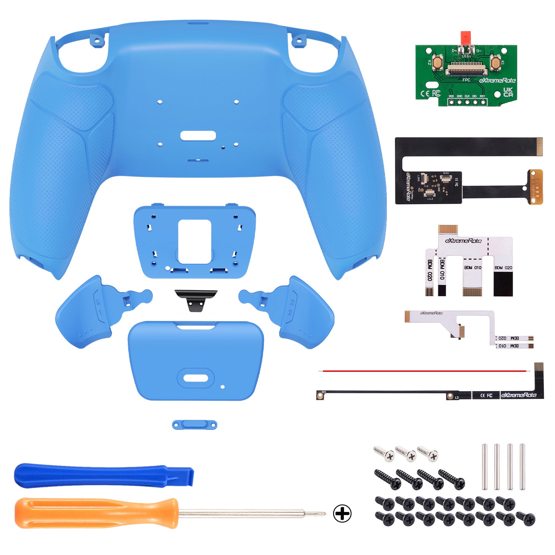 eXtremeRate Remappable Rise Remap Kit for PS5 Controller BDM-010 & BDM-020 - Rubberized Starlight Blue eXtremeRate