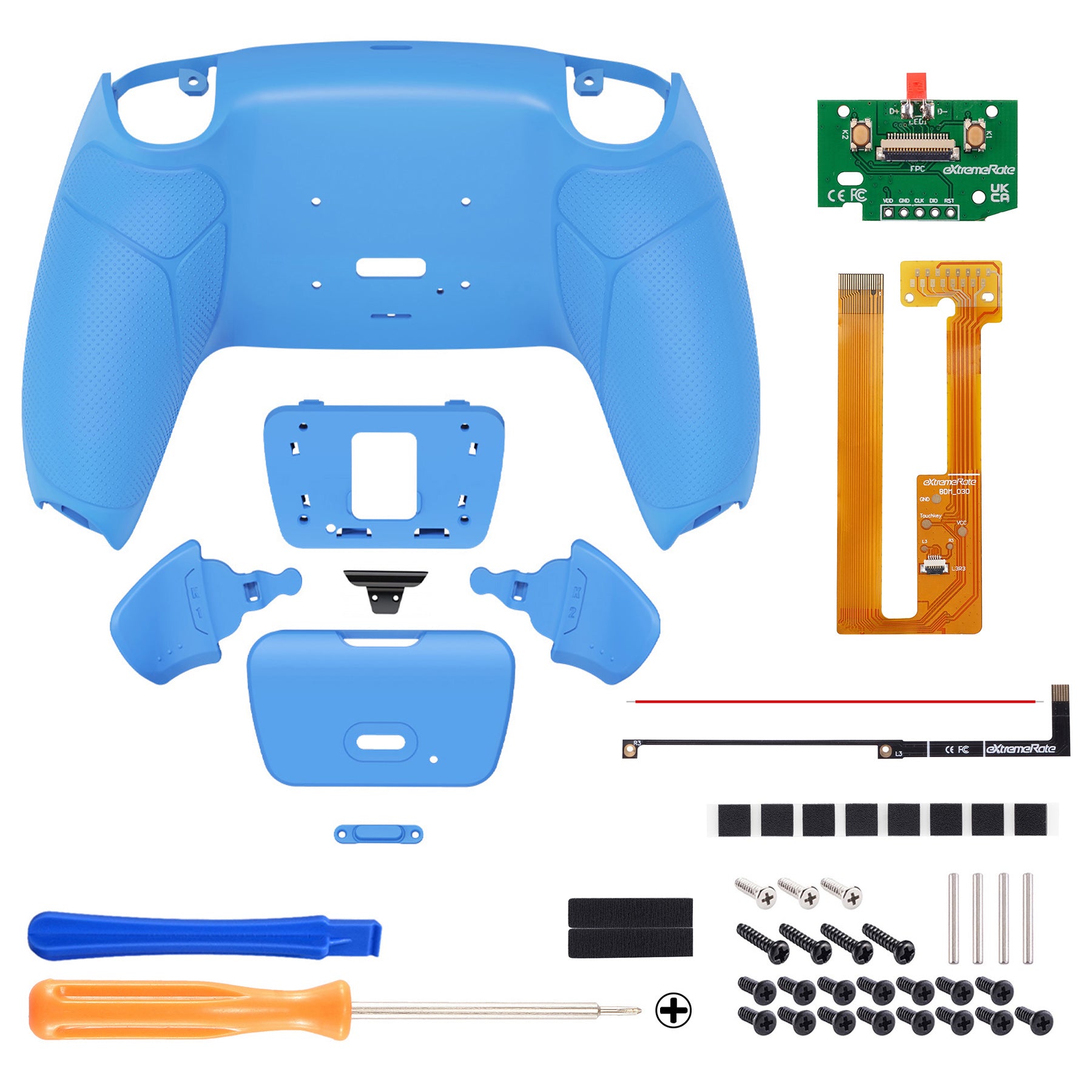 eXtremeRate Remappable RISE Remap Kit for PS5 Controller BDM-030/040 - Rubberized Starlight Blue eXtremeRate