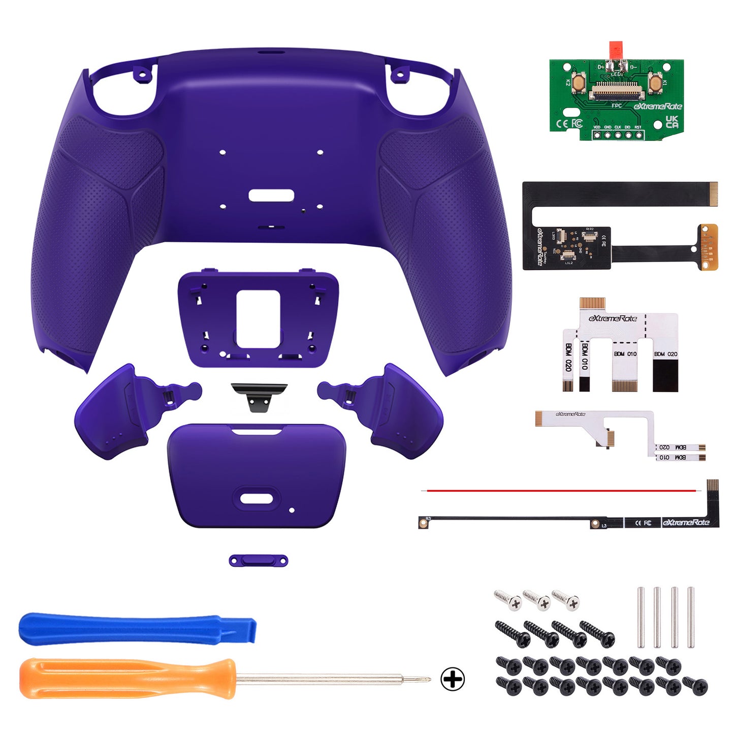 eXtremeRate Remappable Rise Remap Kit for PS5 Controller BDM-010 & BDM-020 - Rubberized Galactic Purple eXtremeRate