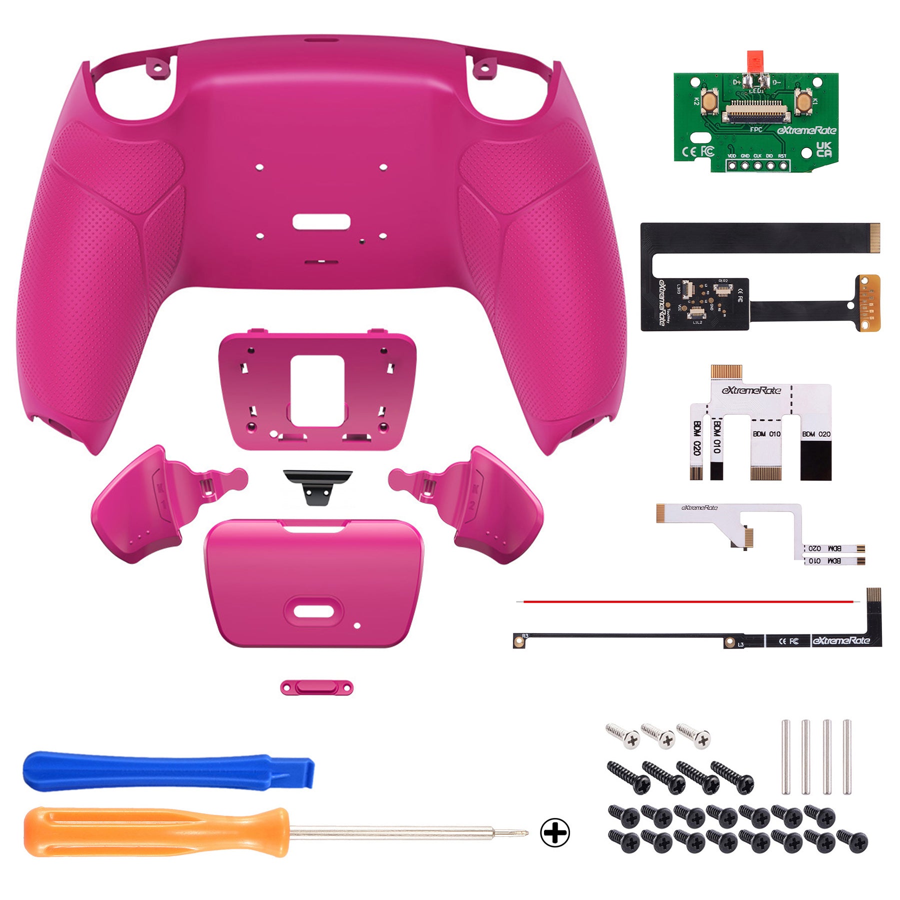 eXtremeRate Remappable Rise Remap Kit for PS5 Controller BDM-010 & BDM-020 - Rubberized Nova Pink eXtremeRate