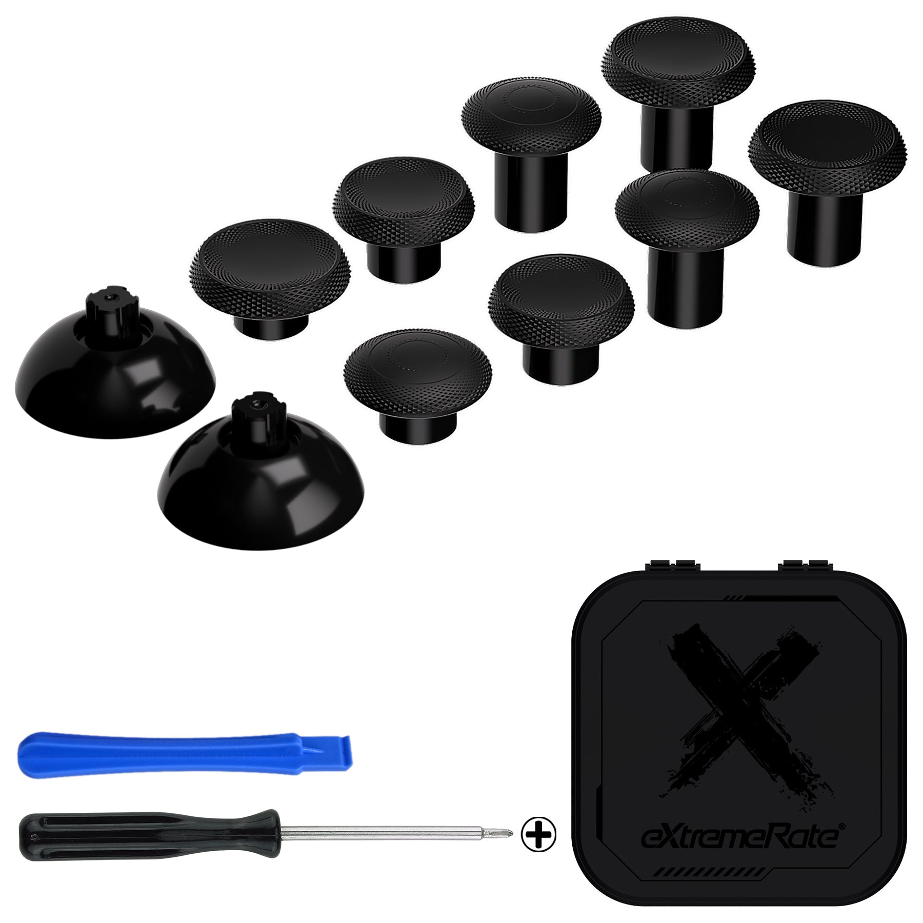 eXtremeRate ThumbsGear V2 Interchangeable Ergonomic Thumbstick with 3 Height Convex & Concave Grips Adjustable Joystick for PS5 & PS4 Controller - Black eXtremeRate
