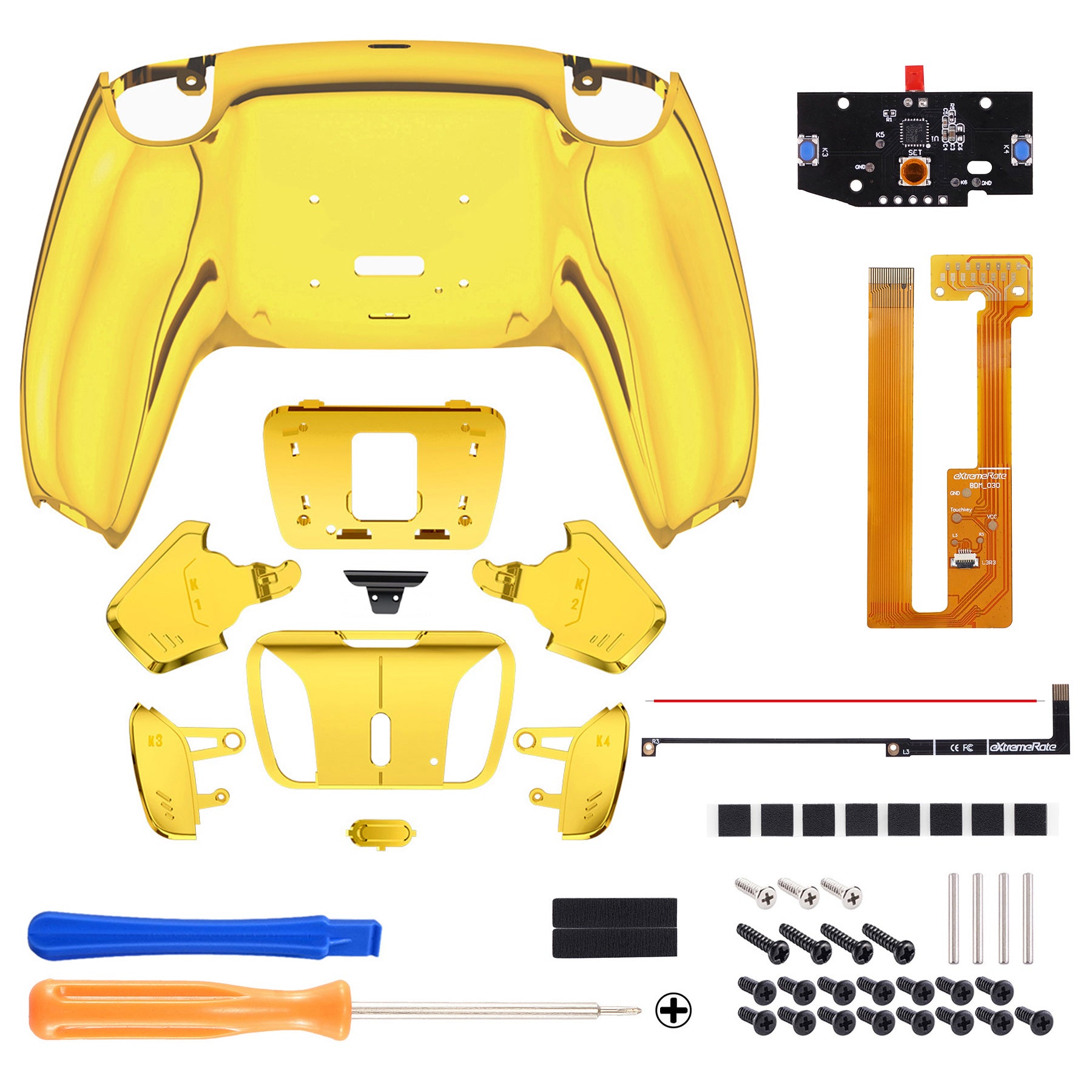 eXtremeRate Remappable RISE 4.0 Remap Kit for PS5 Controller BDM-030/040 - Chrome Gold eXtremeRate