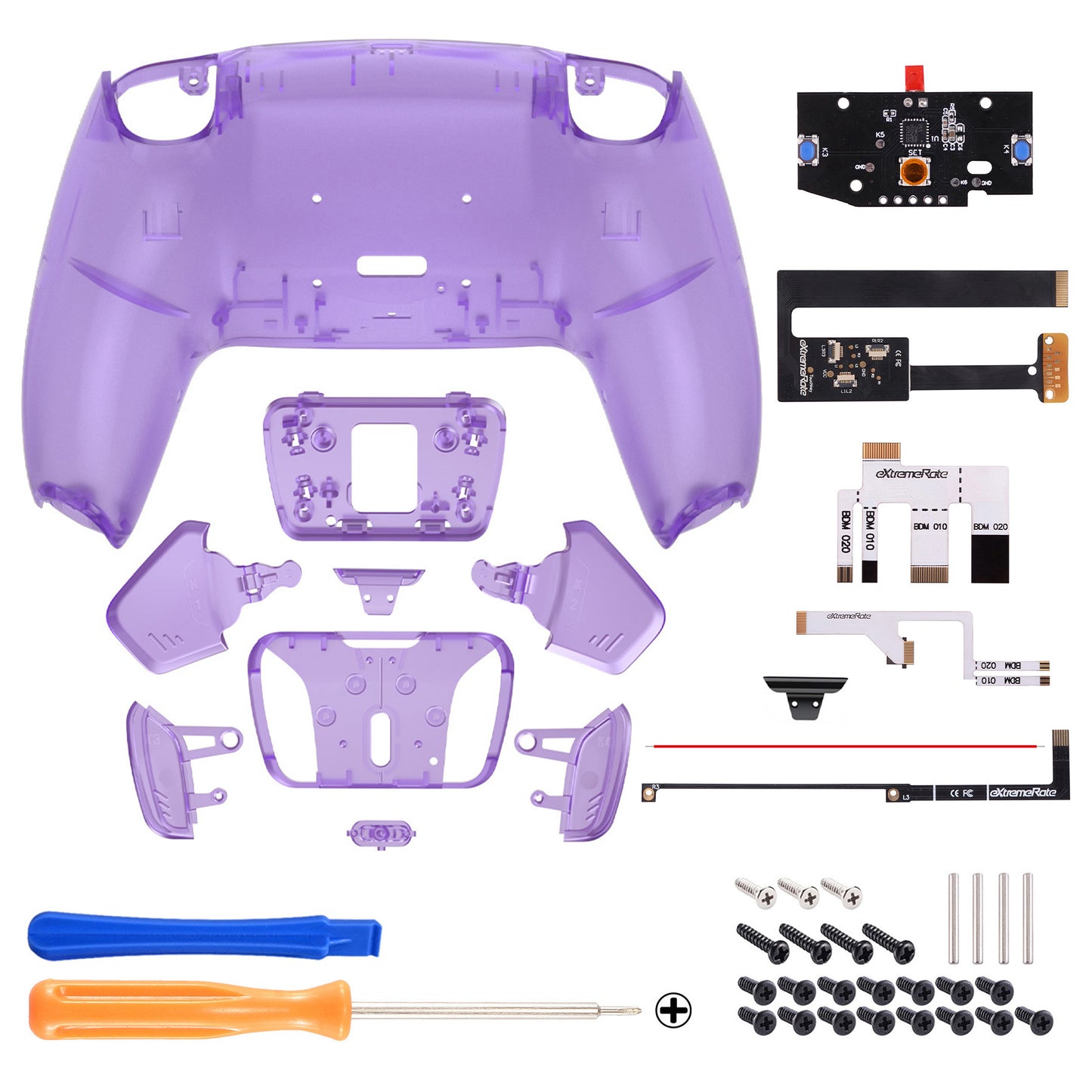 eXtremeRate Remappable RISE 4.0 Remap Kit for PS5 Controller BDM-010/020 - Clear Atomic Purple eXtremeRate