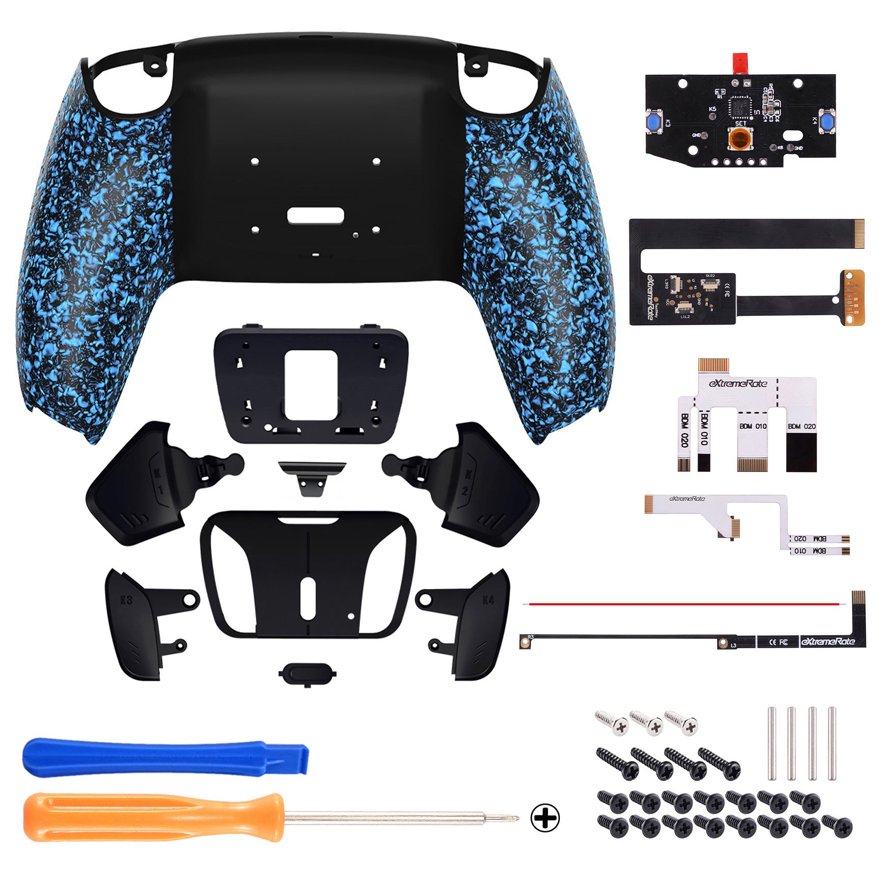 eXtremeRate Textured Blue Remappable RISE4 Remap Kit for PS5 Controller BDM  010 & BDM 020, Upgrade Board & Redesigned Back Shell & 4 Back Buttons for PS5  Controller - Controller NOT Included – eXtremeRate Retail