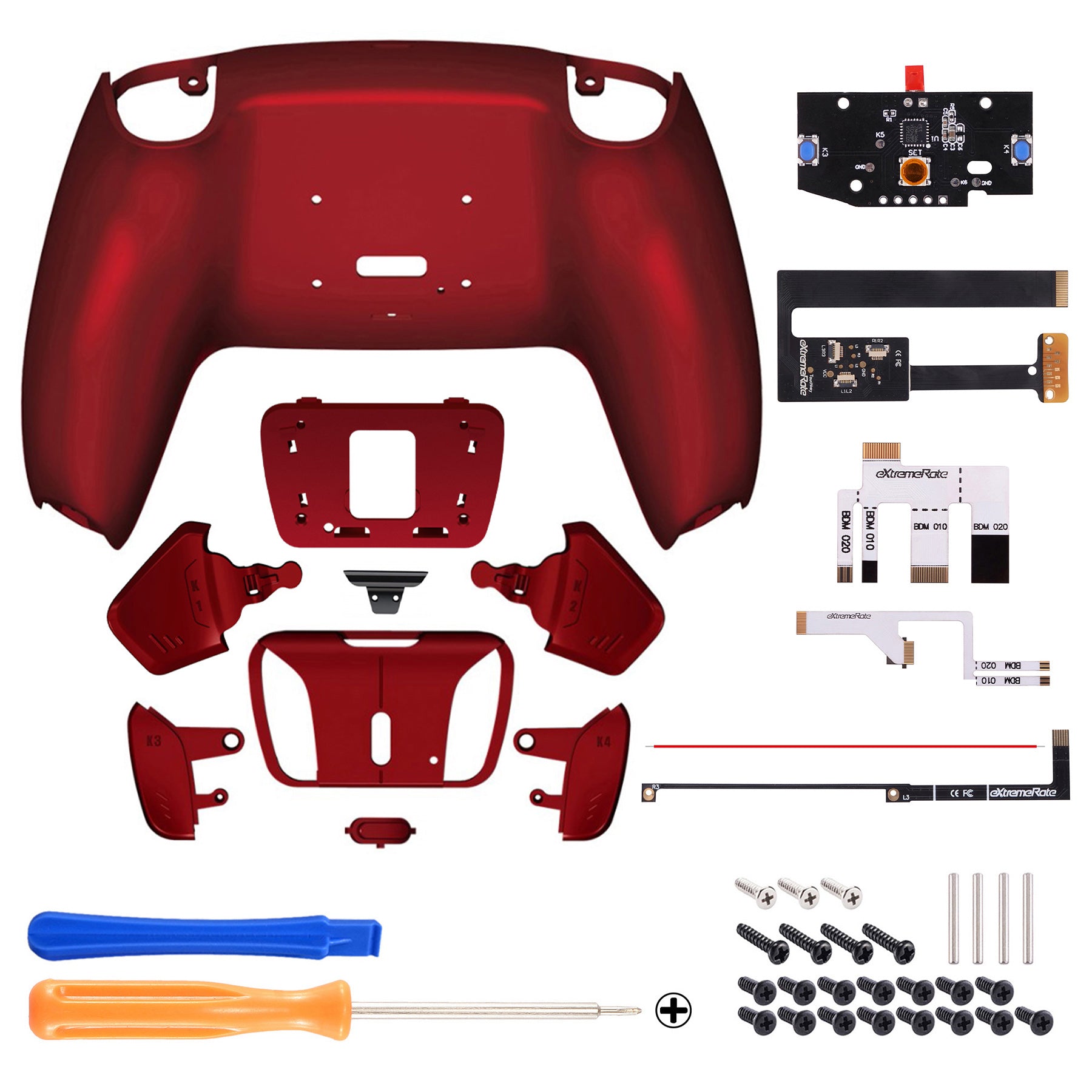 eXtremeRate Scarlet Red Remappable RISE4 Remap Kit for PS5 Controller BDM  010 & BDM 020, Upgrade Board & Redesigned Back Shell & 4 Back Buttons for PS5  Controller - Controller NOT Included – eXtremeRate Retail