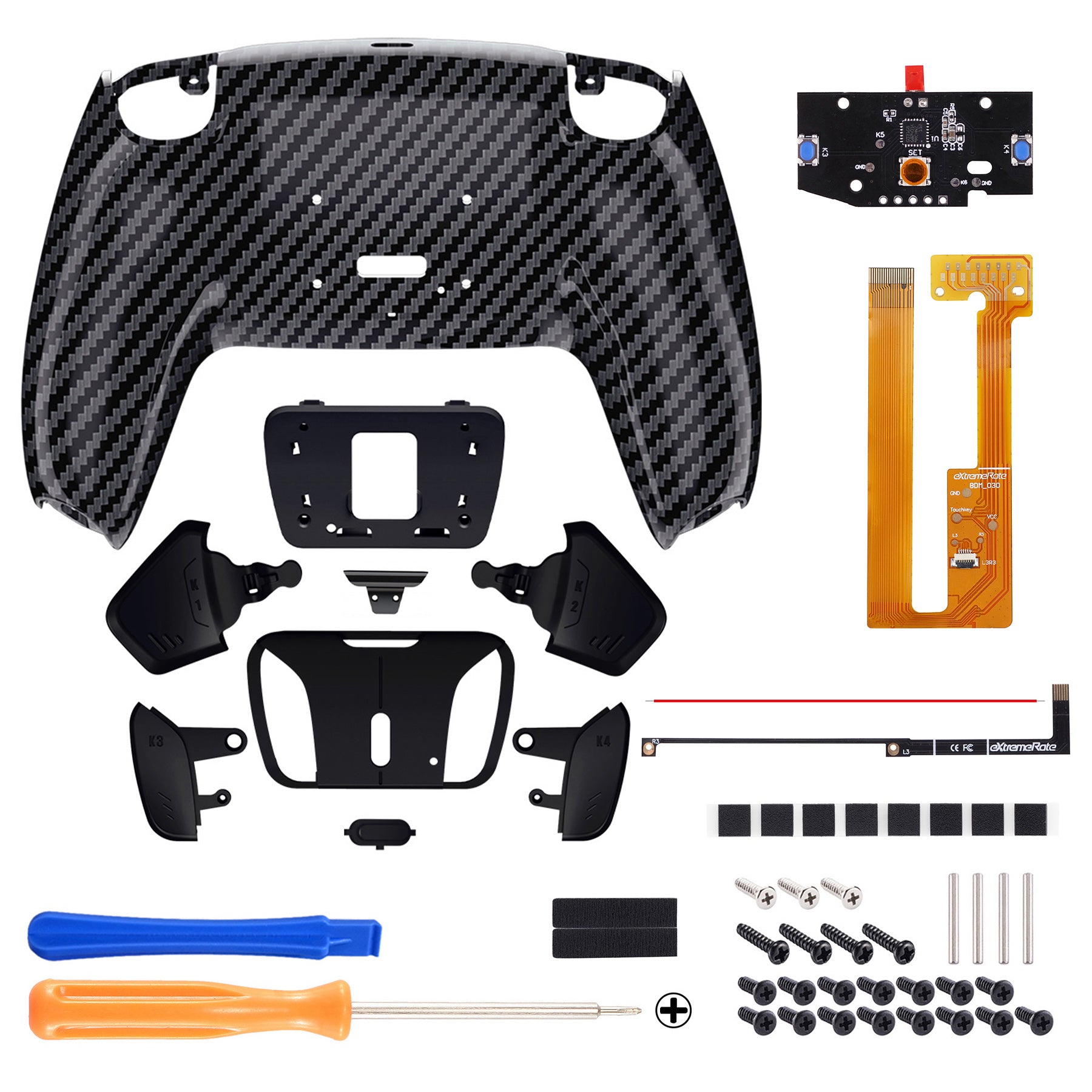 eXtremeRate Remappable RISE 4.0 Remap Kit for PS5 Controller BDM-030/040 - Graphite Carbon Fiber eXtremeRate