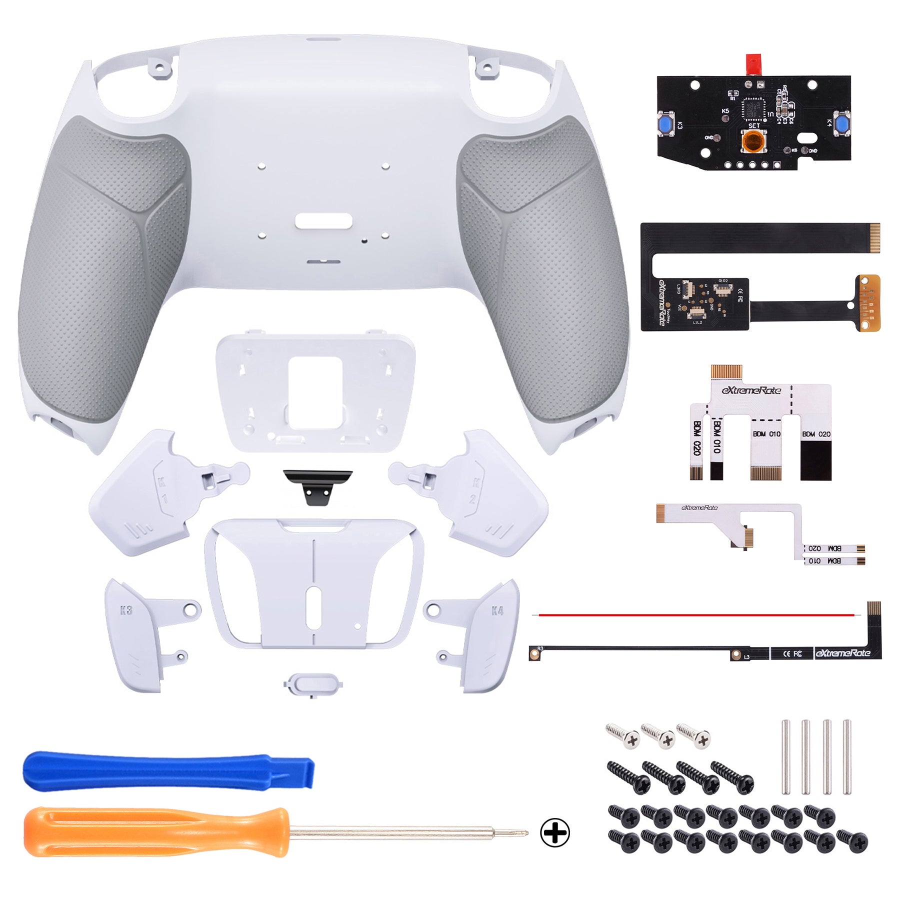 eXtremeRate White Rubberized Grip Remappable RISE4 Remap Kit for PS5  Controller BDM 010 & BDM 020, Upgrade Board & Redesigned Back Shell & 4  Back Buttons for PS5 Controller - Controller NOT Included – eXtremeRate  Retail