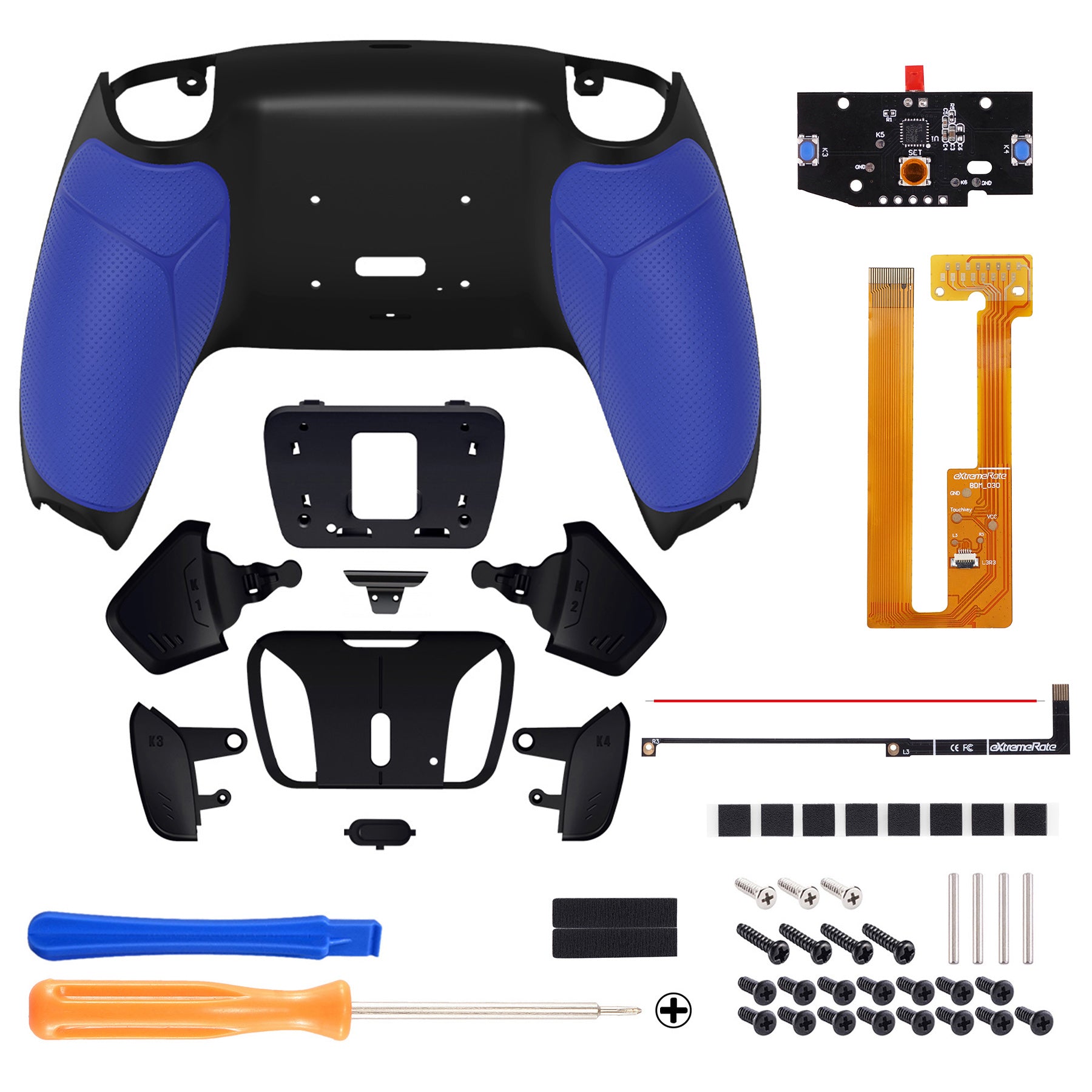 eXtremeRate Remappable RISE 4.0 Remap Kit for PS5 Controller BDM-030/040 - Rubberized Blue eXtremeRate