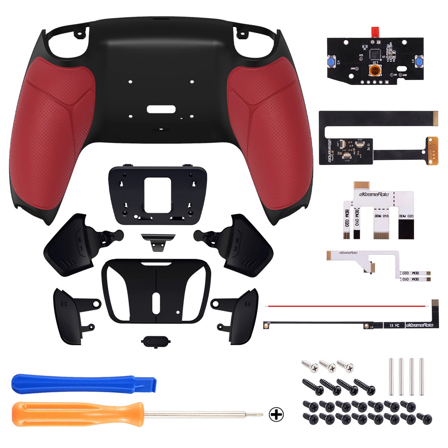 eXtremeRate Remappable RISE 4.0 Remap Kit for PS5 Controller BDM-010/020 - Rubberized Red eXtremeRate