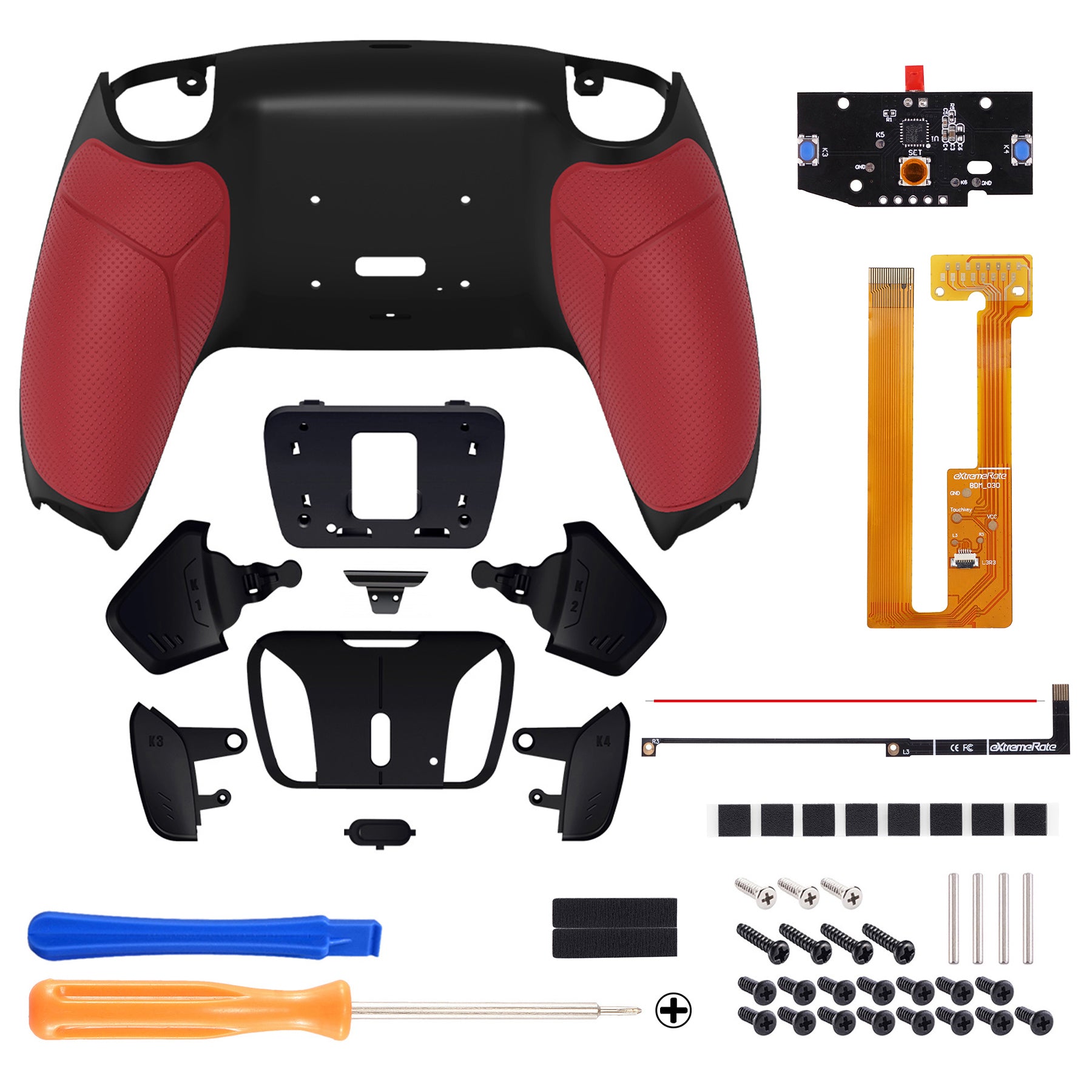 EXtremeRate Grip gommato programmabile RISE4 Remap Kit per Controller ps5  BDM-030 BDM-040, scheda di aggiornamento e guscio posteriore e pulsanti