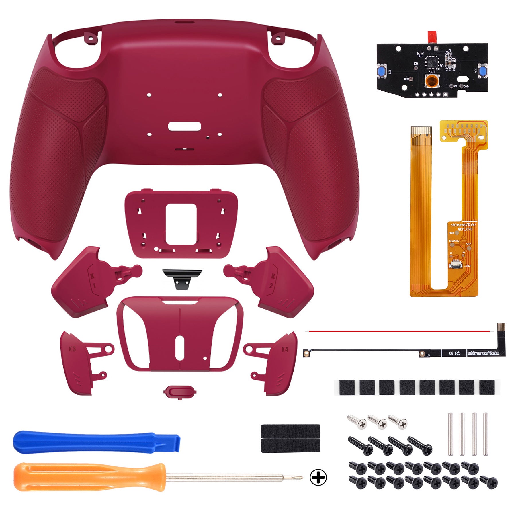 eXtremeRate Remappable RISE 4.0 Remap Kit for PS5 Controller BDM-030/040 - Rubberized Cosmic Red eXtremeRate