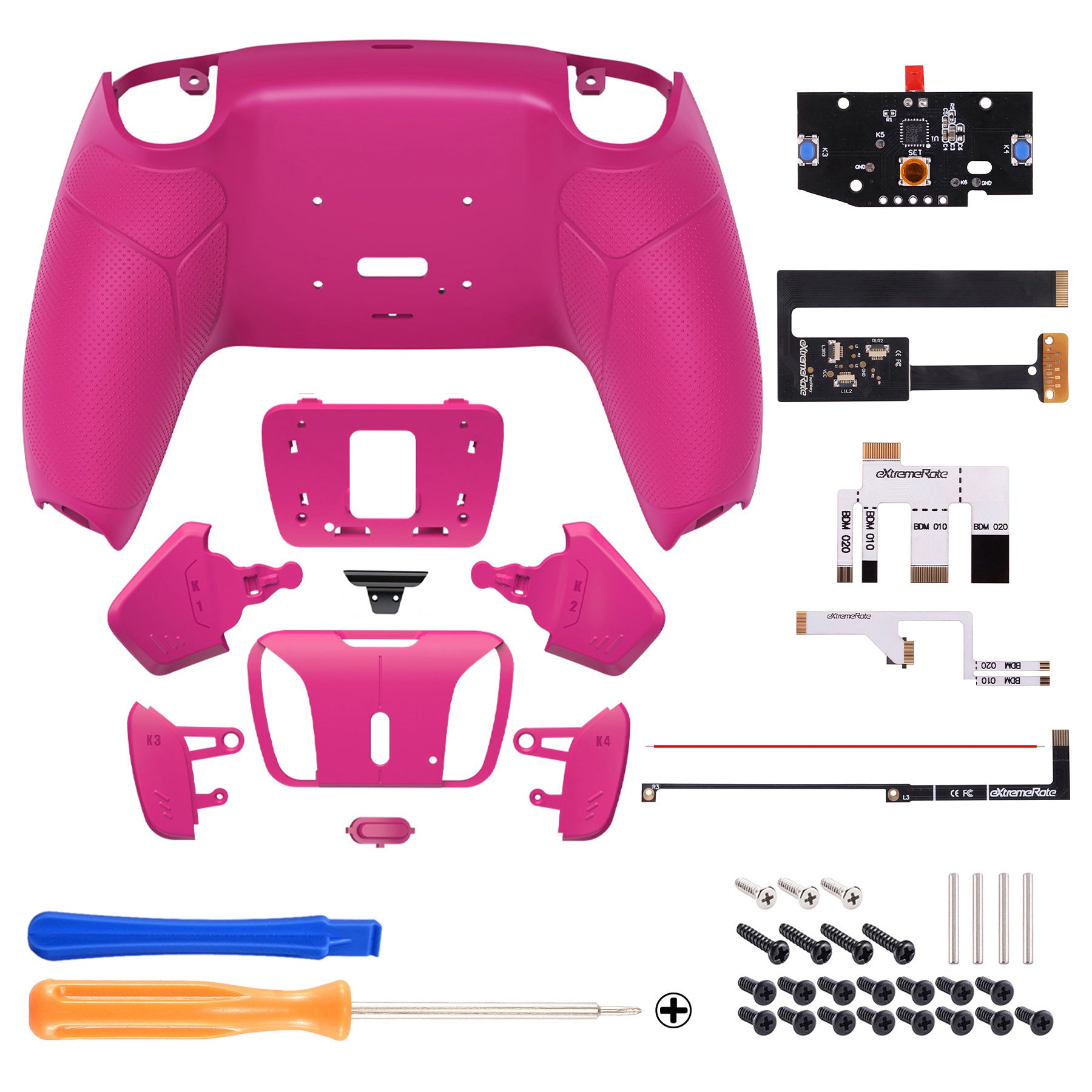 eXtremeRate Remappable RISE4 Remap Kit for PS5 Controller BDM-010/020 -  Rubberized Nova Pink