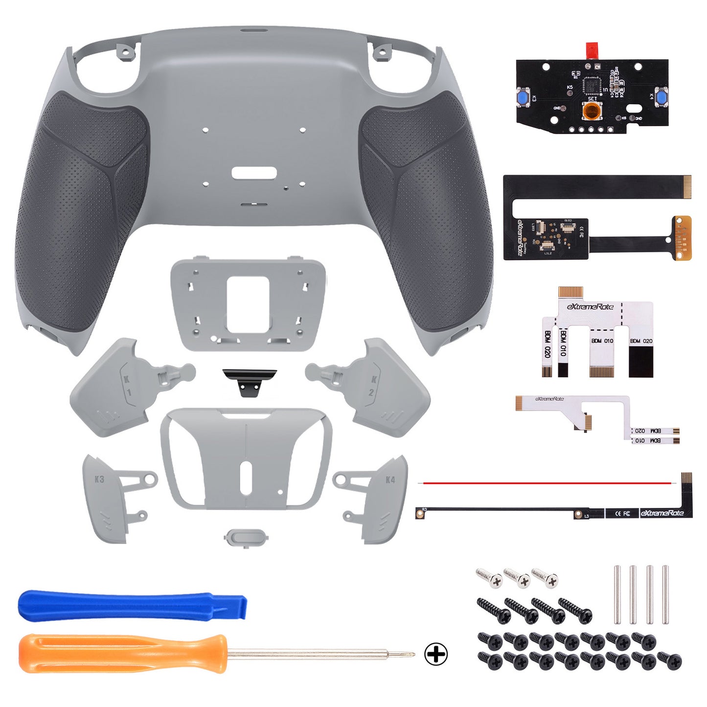 eXtremeRate Remappable RISE 4.0 Remap Kit for PS5 Controller BDM-010/020 - Rubberized Classic Gray eXtremeRate