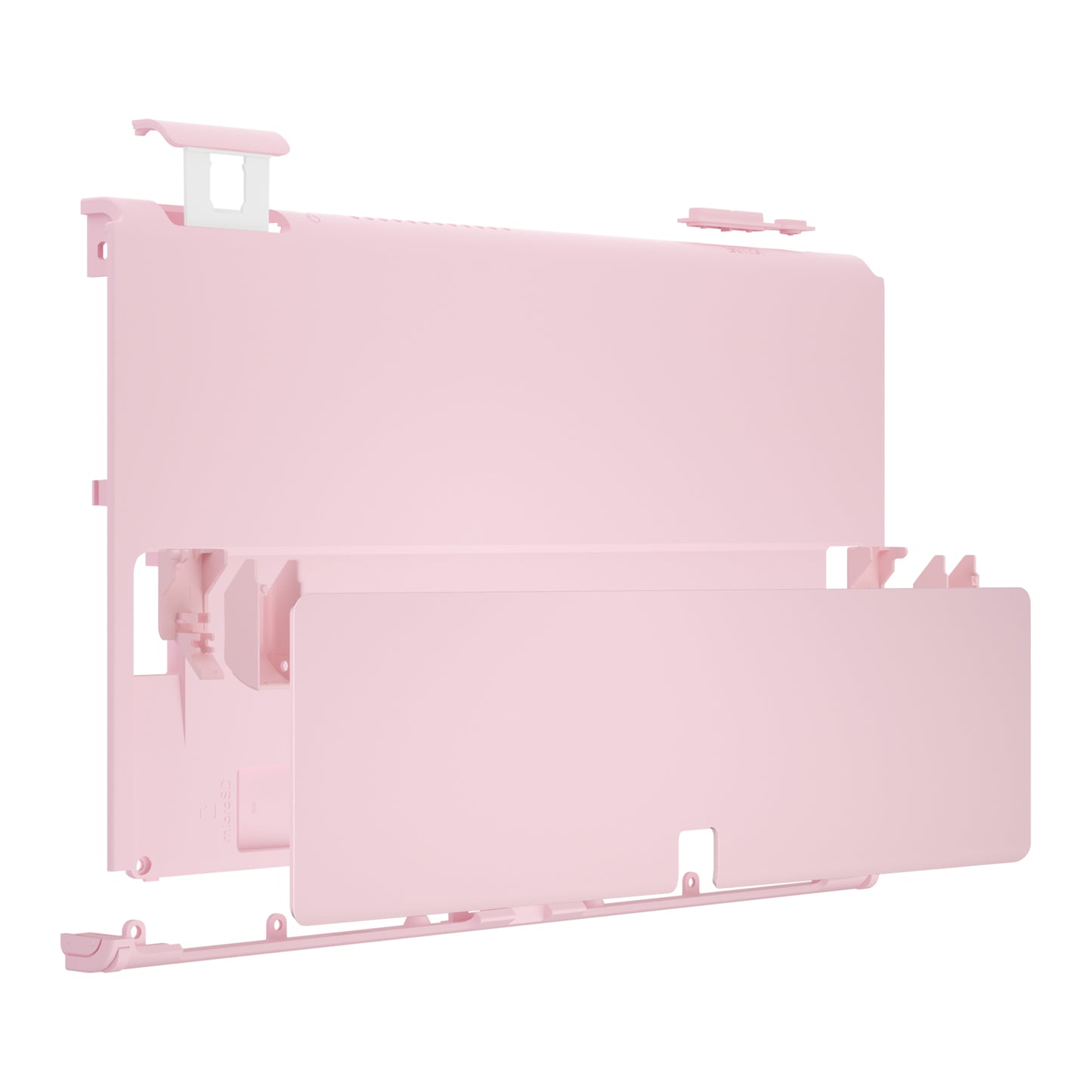 eXtremeRate Retail Cheery Blossoms Pink Soft Touch Console Back Plate DIY Replacement Housing Shell Case with Metal Kickstand for Nintendo Switch OLED – Console and Joycon NOT Included - ZNSOP3003