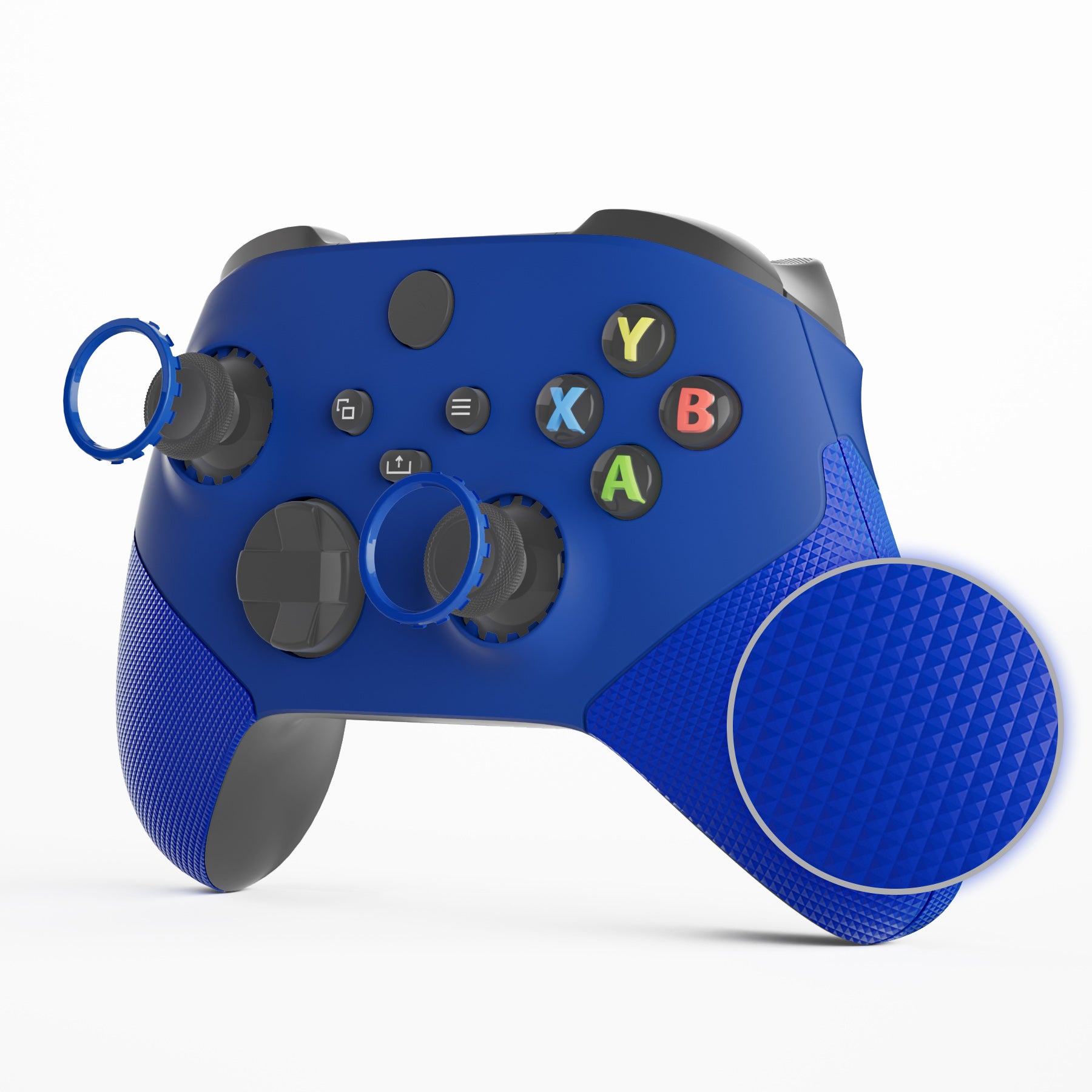 eXtremeRate ASR Version Performance Rubberized Side Rails Front Housing Shells with Accent Rings for Xbox Series X & S Controller - Blue eXtremeRate