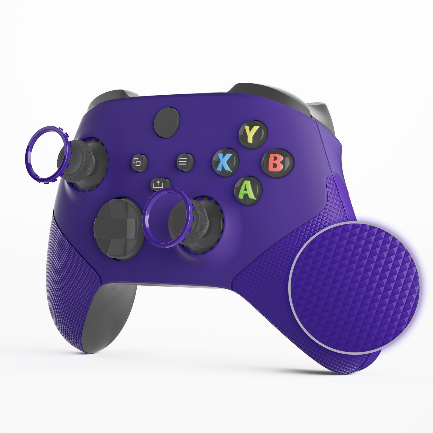 eXtremeRate ASR Version Performance Rubberized Side Rails Front Housing Shells with Accent Rings for Xbox Series X & S Controller - Purple eXtremeRate