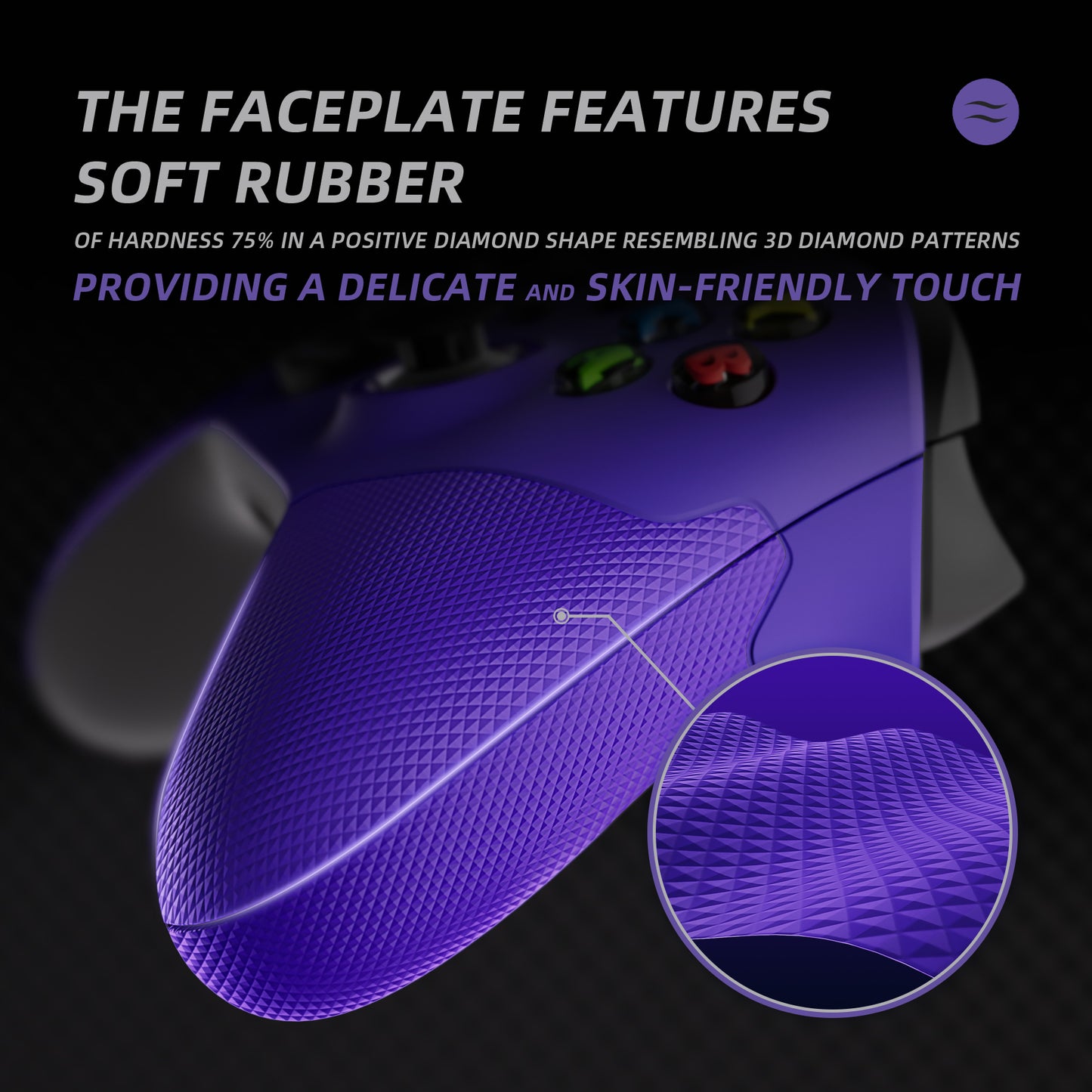 eXtremeRate ASR Version Performance Rubberized Side Rails Front Housing Shells with Accent Rings for Xbox Series X & S Controller - Purple eXtremeRate