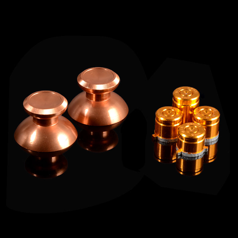 eXtremeRate Retail Metal Alumium Alloy Thumbsticks Bullet ABXY Mod Buttons for Xbox One Standard & Xbox One Elite & Xbox One S/X Controller - Gold - ZXOJ0301