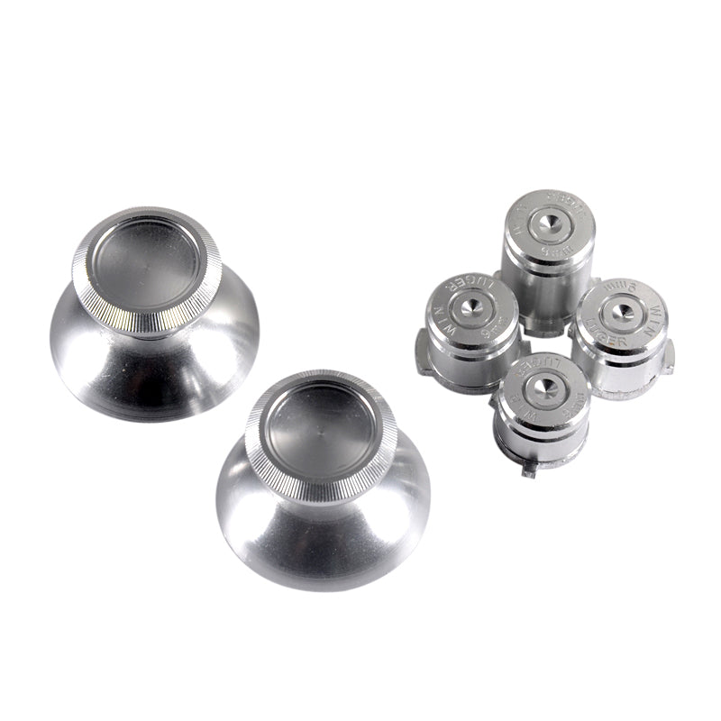 eXtremeRate Retail Metal Alumium Alloy Thumbsticks Bullet ABXY Mod Buttons for Xbox One Standard & Xbox One Elite & Xbox One S/X Controller - Silver - ZXOJ0302