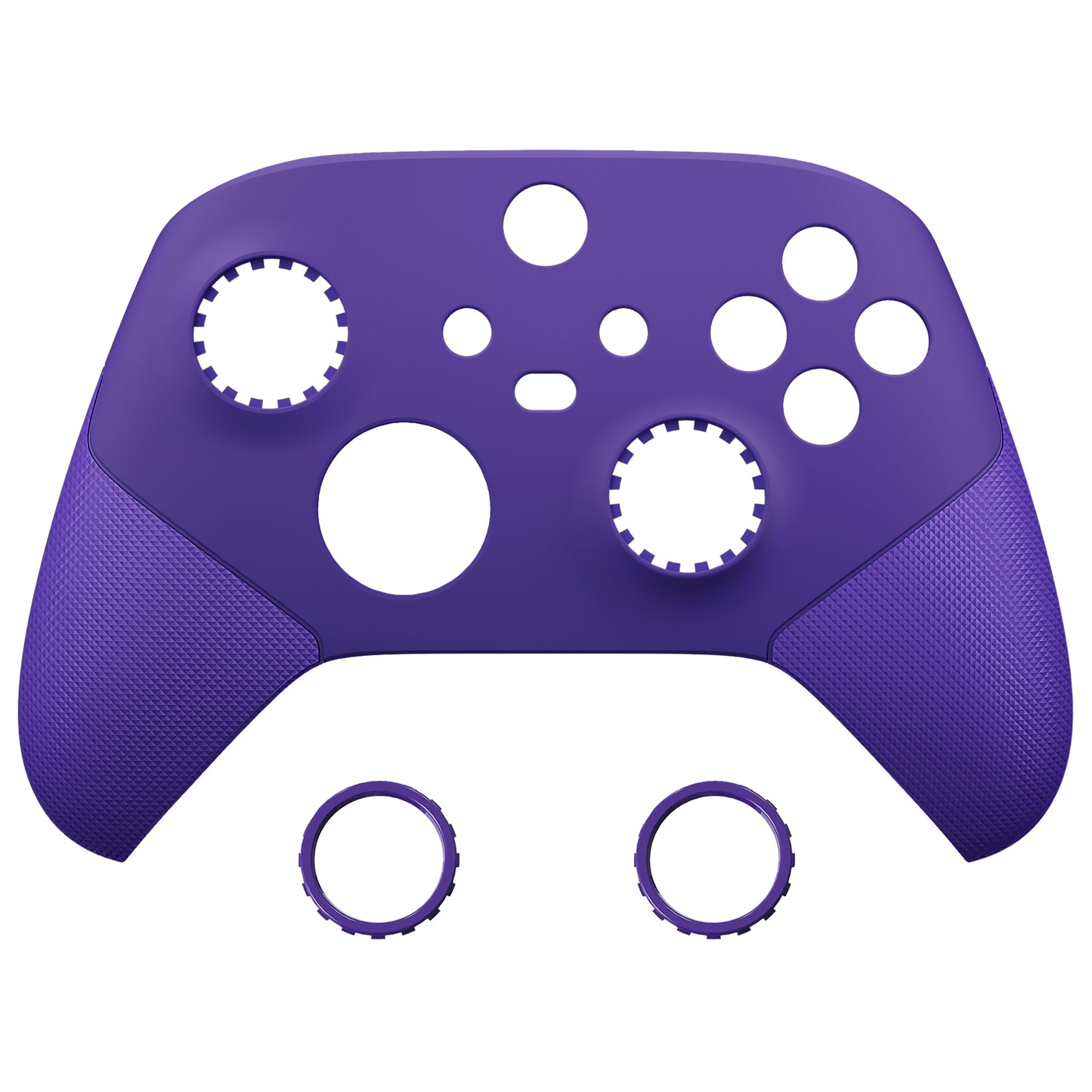 eXtremeRate ASR Version Performance Rubberized Grip Front Housing Shell  with Accent Rings for Xbox Series X & S Controller - Rubberized Purple eXtremeRate