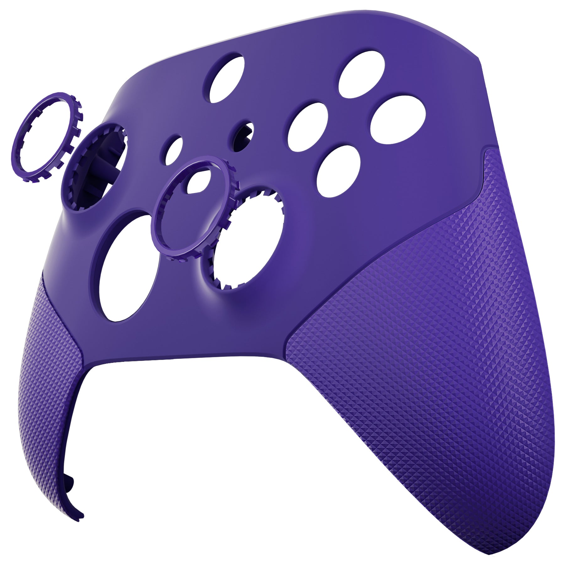 eXtremeRate ASR Version Performance Rubberized Grip Front Housing Shell  with Accent Rings for Xbox Series X & S Controller - Rubberized Purple eXtremeRate