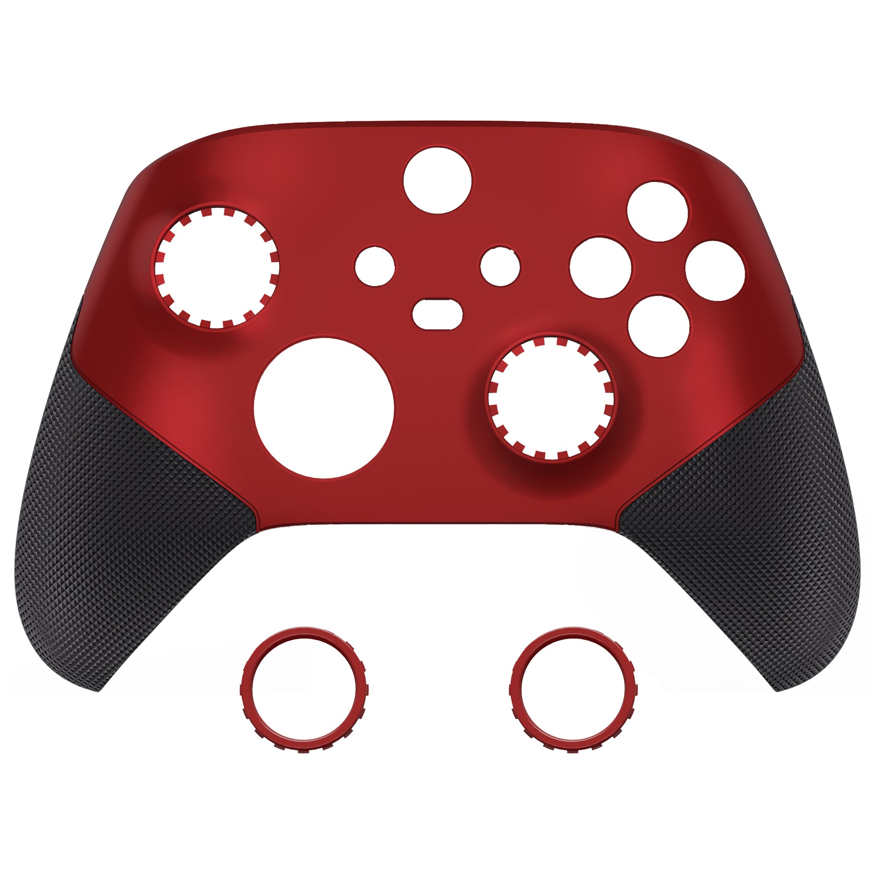 eXtremeRate ASR Version Performance Rubberized Grip Front Housing Shell  with Accent Rings for Xbox Series X & S Controller - Scarlet Red & Black