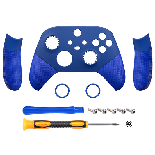 eXtremeRate ASR Version Performance Rubberized Side Rails Front Housing Shells with Accent Rings for Xbox Series X & S Controller - Rubberized Blue eXtremeRate