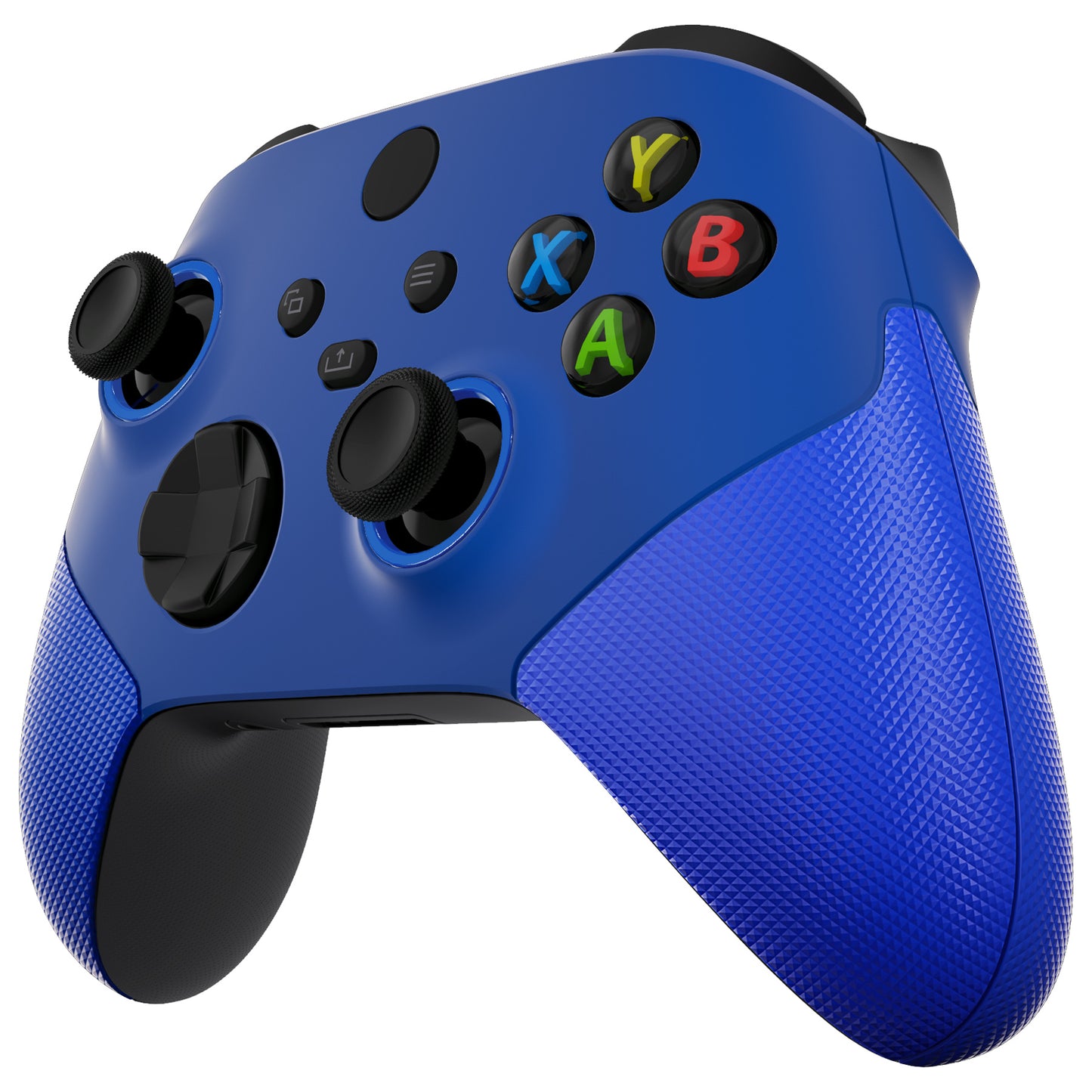 eXtremeRate ASR Version Performance Rubberized Side Rails Front Housing Shells with Accent Rings for Xbox Series X & S Controller - Rubberized Blue eXtremeRate