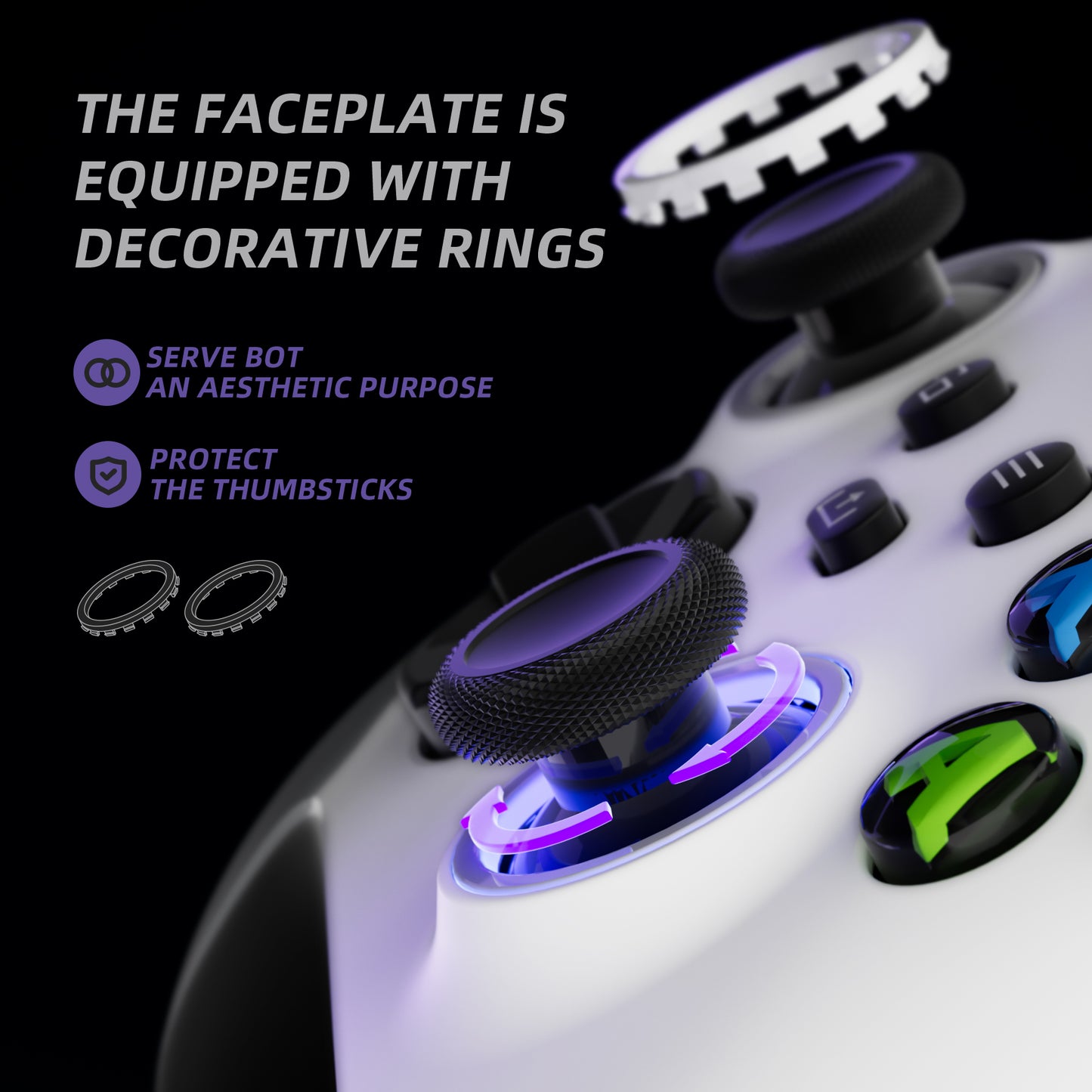 eXtremeRate ASR Version Performance Rubberized Grip Front Housing Shell  with Accent Rings for Xbox Series X & S Controller - White & Gray eXtremeRate