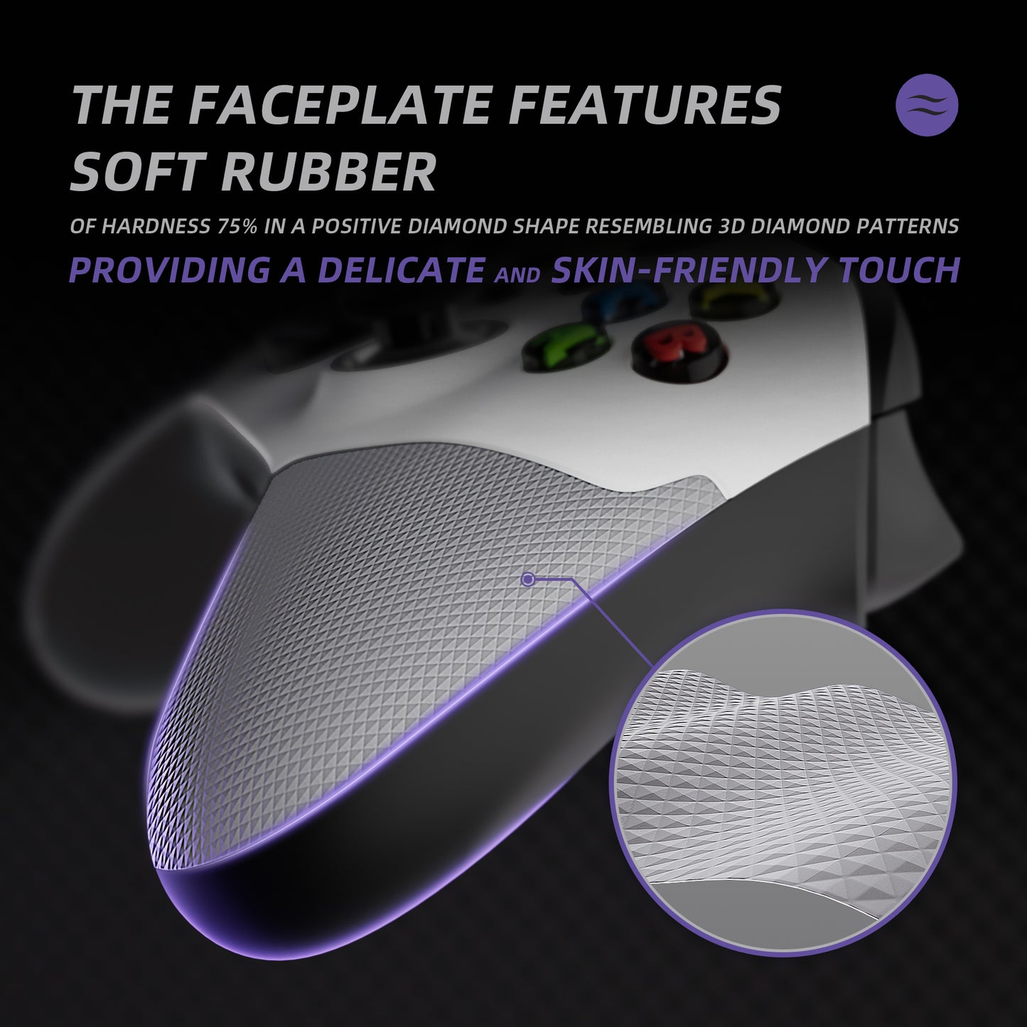 eXtremeRate ASR Version Performance Rubberized Grip Front Housing Shell  with Accent Rings for Xbox Series X & S Controller - White & Gray eXtremeRate