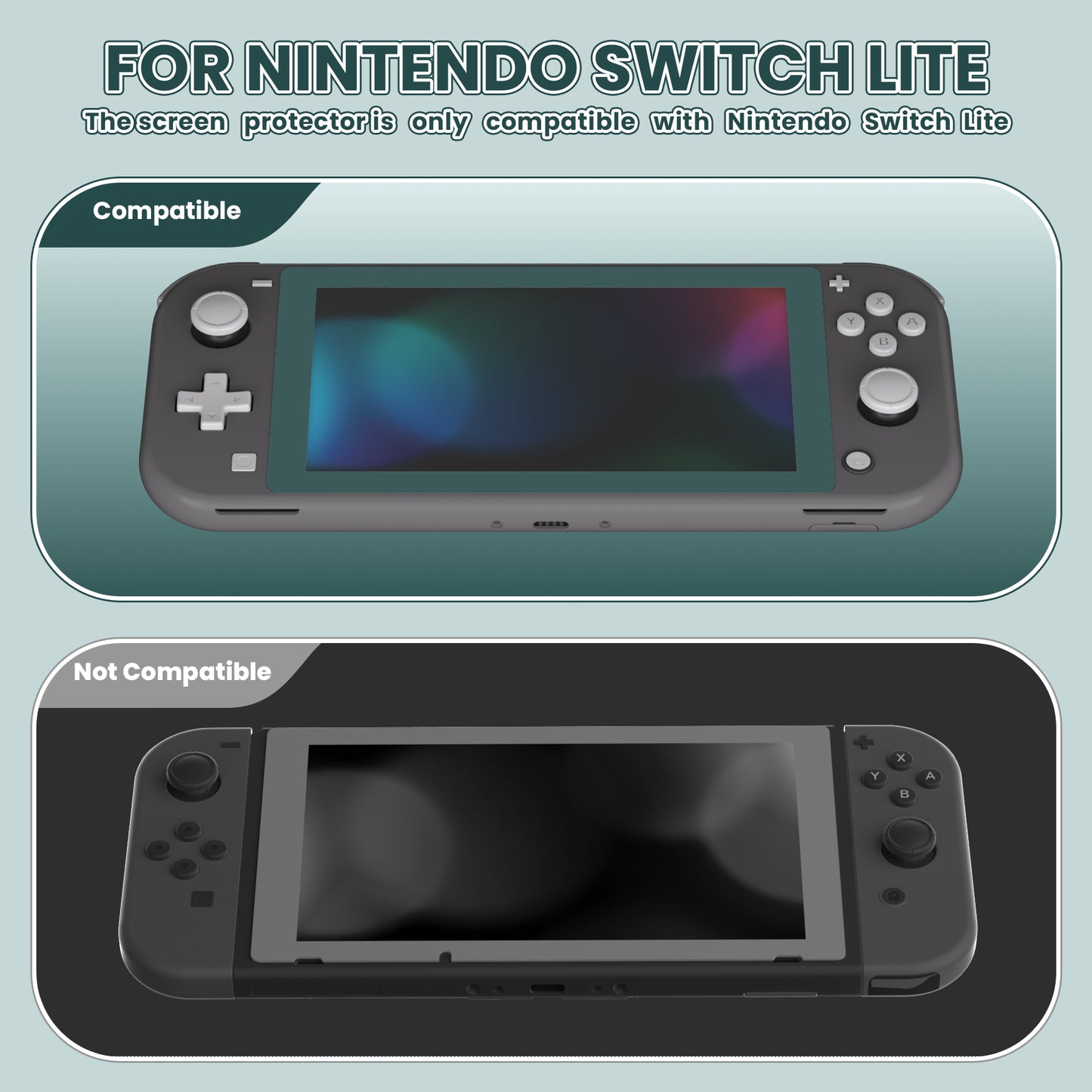 eXtremeRate 2 Pack Anti-Scratch Transparent HD Tempered Glass Screen Protector for Nintendo Switch Lite - Hunter Green