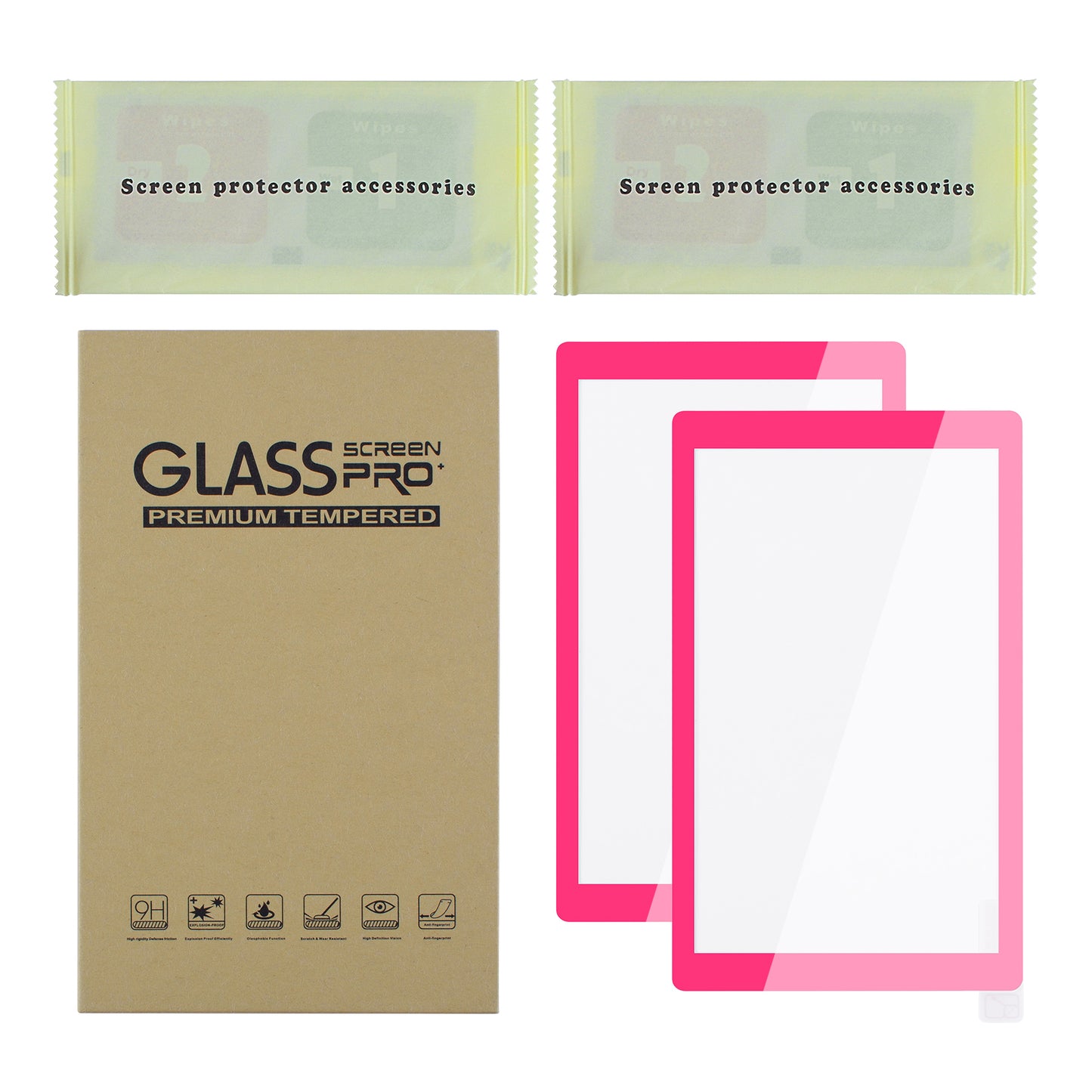 eXtremeRate 2 Pack Anti-Scratch Transparent HD Tempered Glass Screen Protector for Nintendo Switch Lite - Bright Pink