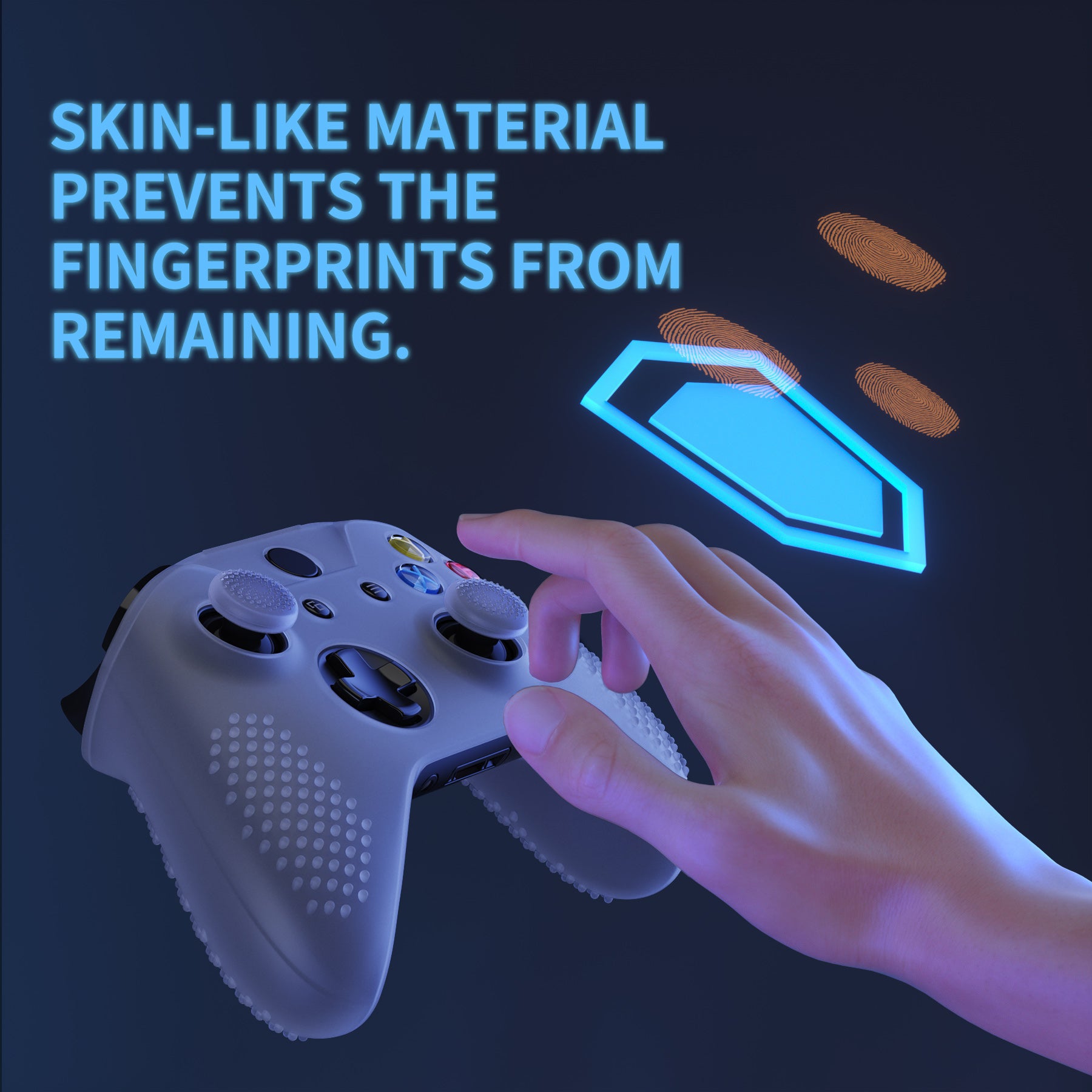 eXtremeRate Protective Anti-Slip Silicone Case with Thumb Grips Caps for Xbox One X & S Controller - Semi-transparent Clear eXtremeRate