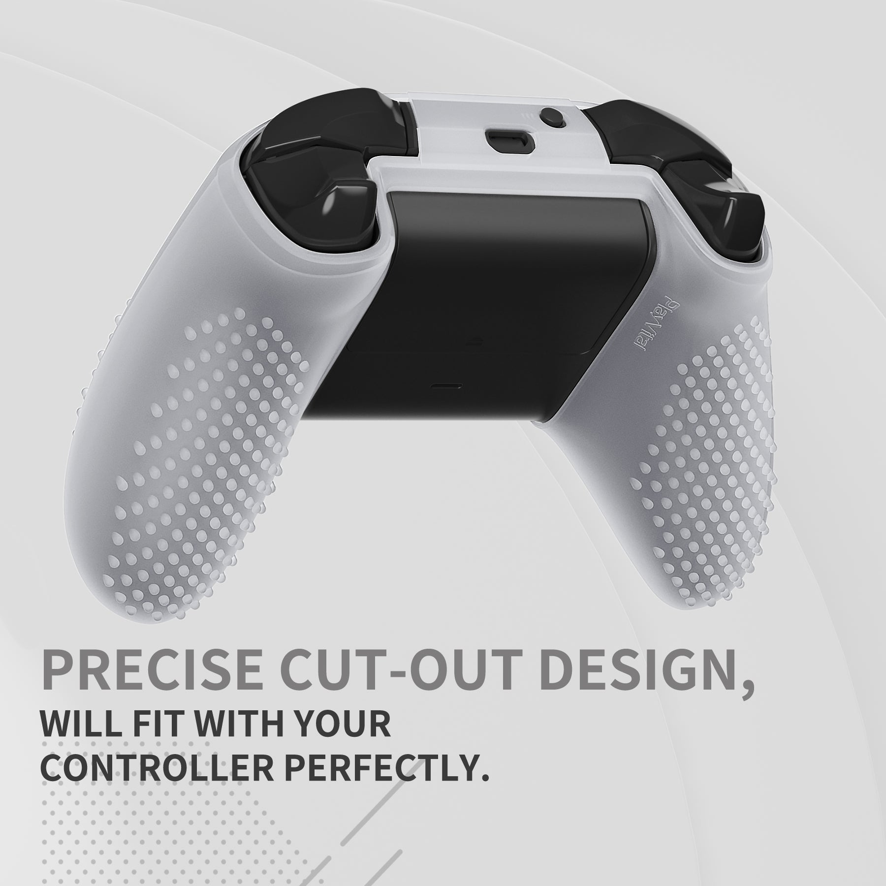 eXtremeRate Protective Anti-Slip Silicone Case with Thumb Grips Caps for Xbox One X & S Controller - Semi-transparent Clear eXtremeRate