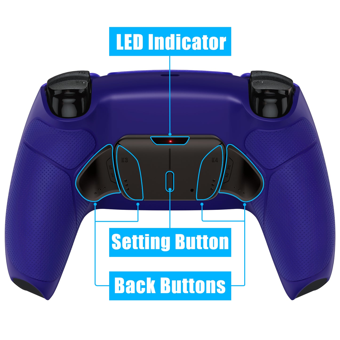 eXtremeRate Black Real Metal Buttons (RMB) Version RISE 4.0 Remap Kit for PS5 Controller BDM-030/040 - Rubberized Cobalt Blue eXtremeRate