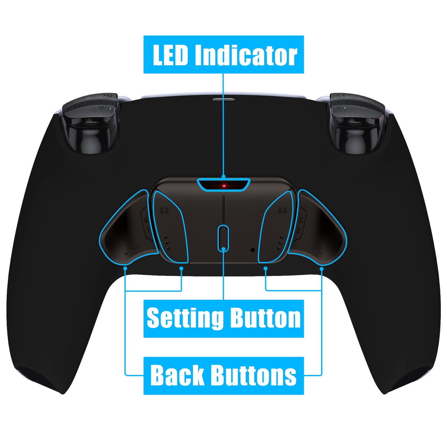 eXtremeRate Black Real Metal Buttons (RMB) Version RISE4 V3 Remap Kit for PS5 Controller BDM-030/040/050 - Black