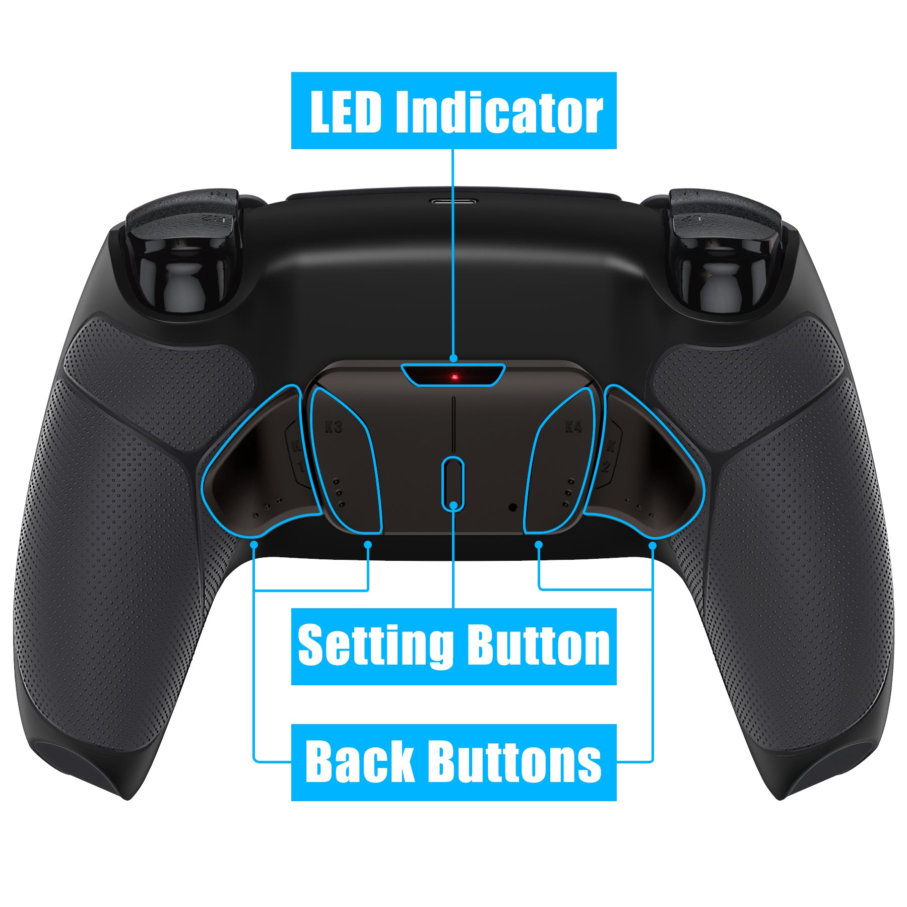 eXtremeRate Black Real Metal Buttons (RMB) Version RISE4 V3 Remap Kit for PS5 Controller BDM-030/040/050 - Rubberized Black eXtremeRate