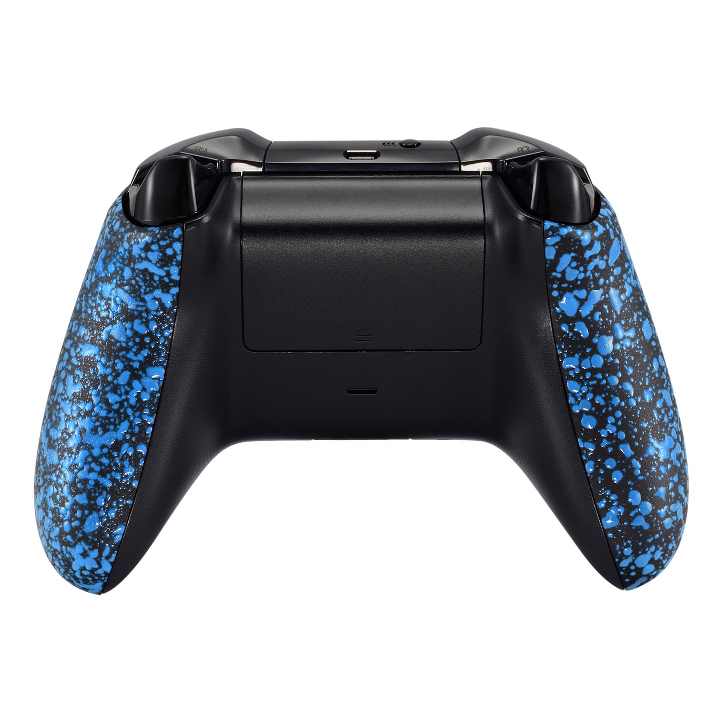 eXtremeRate Replacement Non-Slip Grips Side Rails Handles for Xbox One X & S Controller (Model 1708) - Textured Black Blue